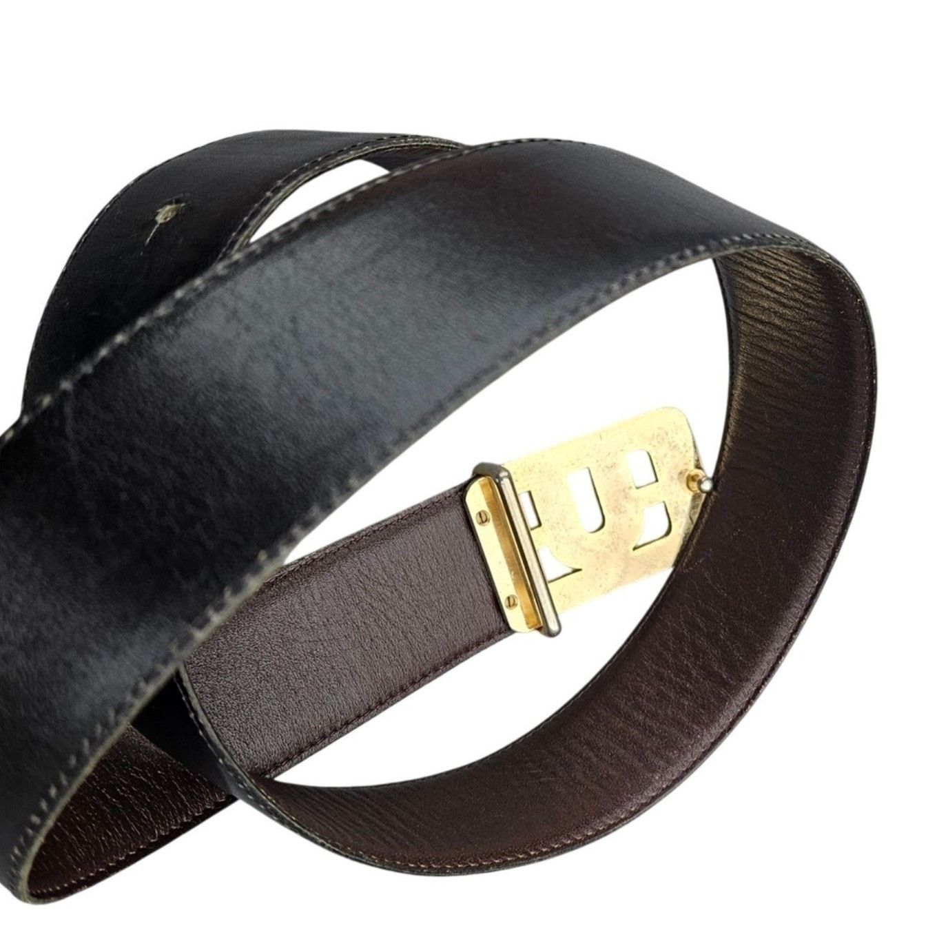 Emanuel Ungaro Vintage Emanuel Ungaro Belt 1970s Leather Black Gold Womens Size ONE SIZE - 5 Thumbnail