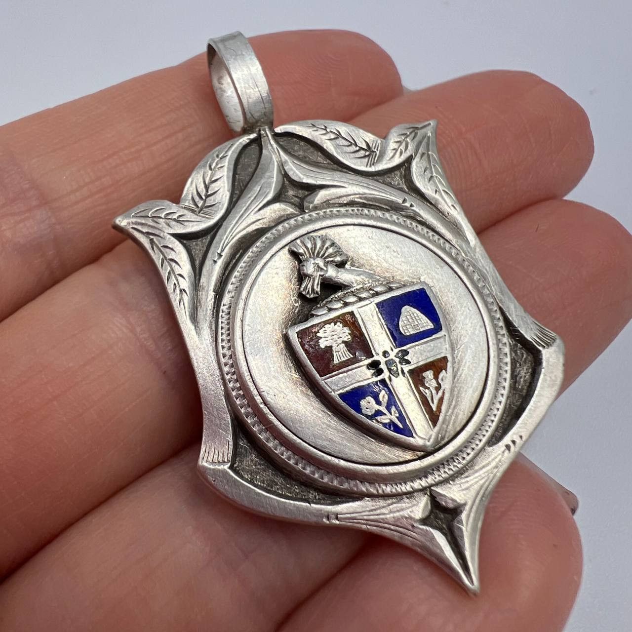 1910 Antique Silver Medal Jewelry Luton League Award England