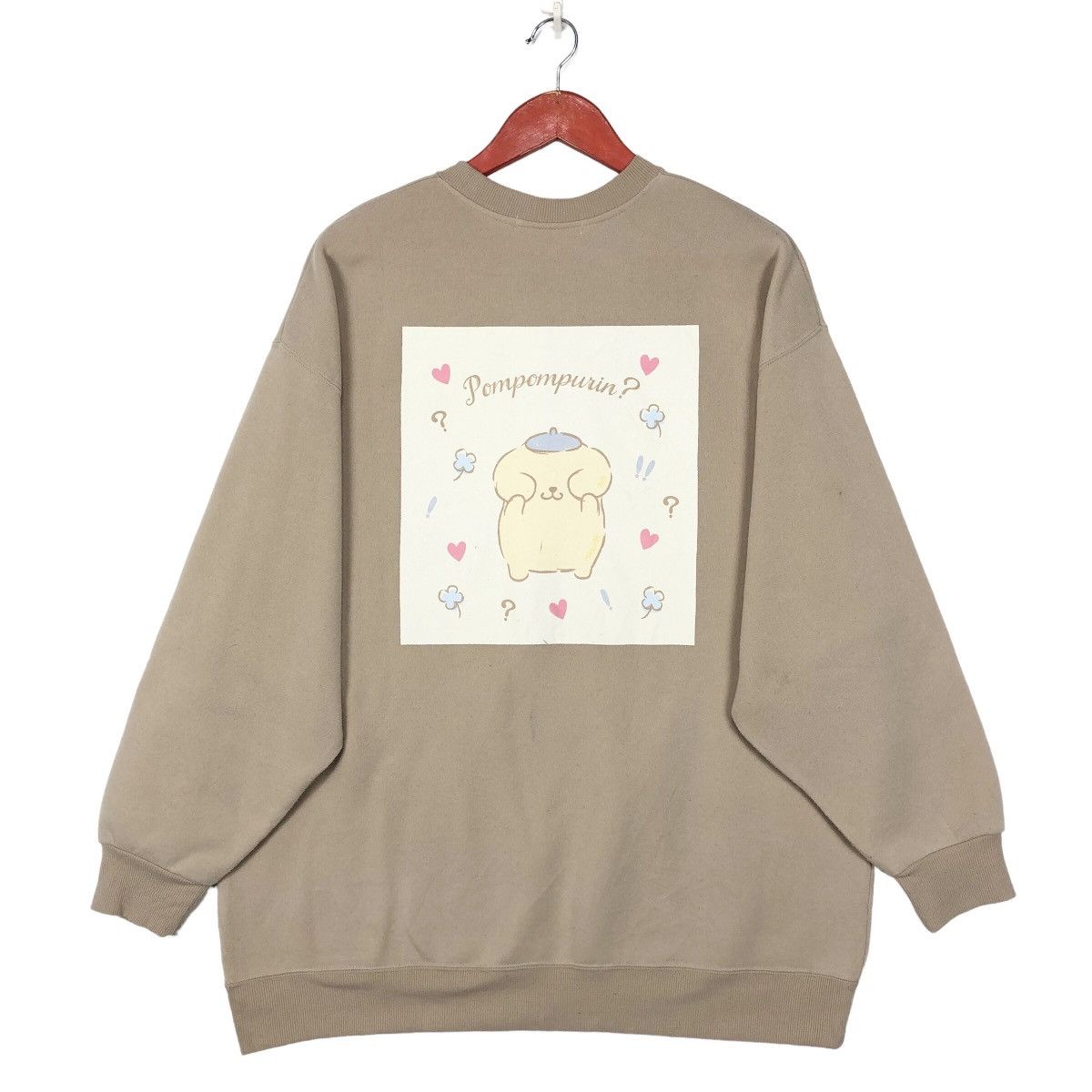 image of Anima x Cartoon Network Sanrio Characters Pompompurin Crewneck Sweatshirts in Brown Nude, Women's (