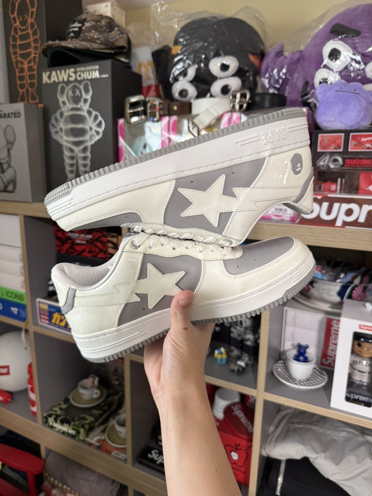 Bape Bathing Ape Bapesta White/Grey Low Size US 9 / EU 42 - 3 Thumbnail