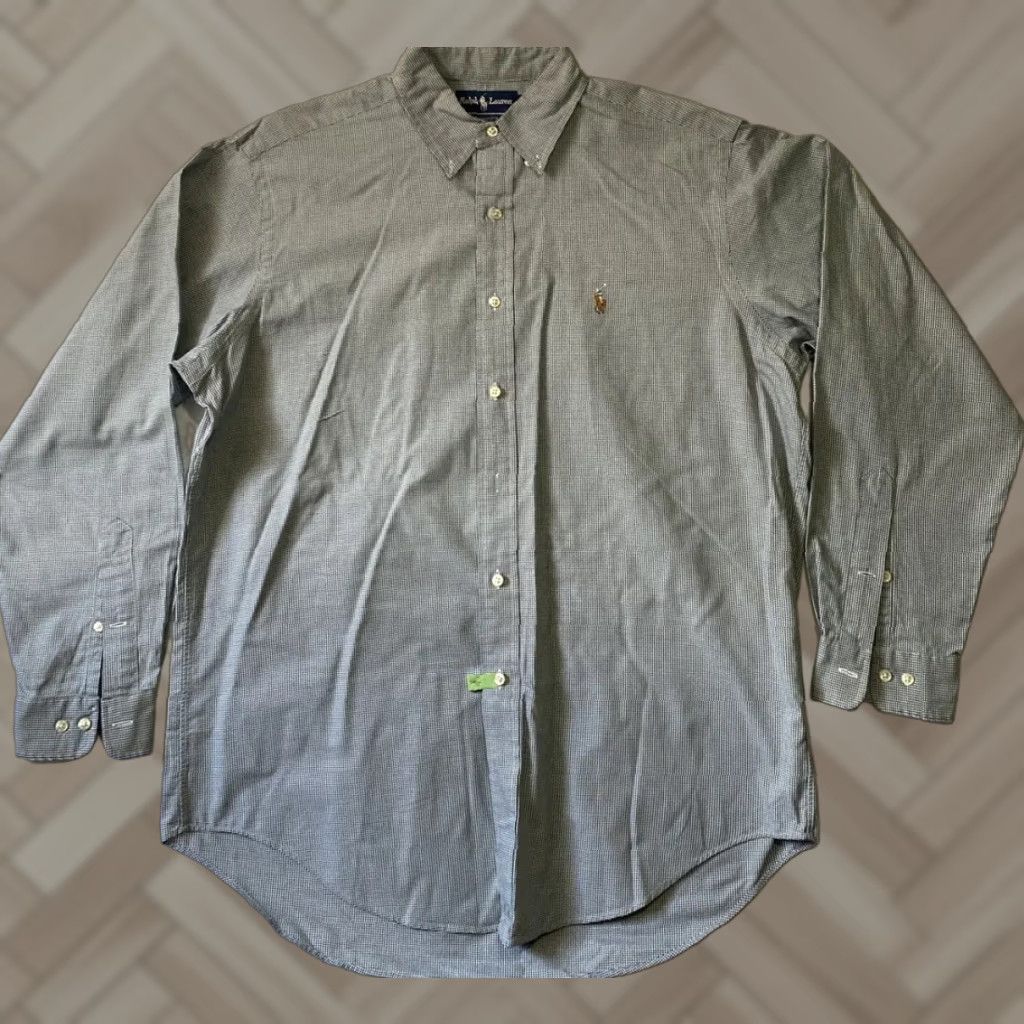 Polo Ralph Lauren Polo Ralph Lauren Button Dress Shirt Men’s Size L Blue Micro Check / 25-2 Dress Shirt Mens L Blue Pattern Dot / Button-Down Collar Vintage: No Size 42R - 1 Thumbnail