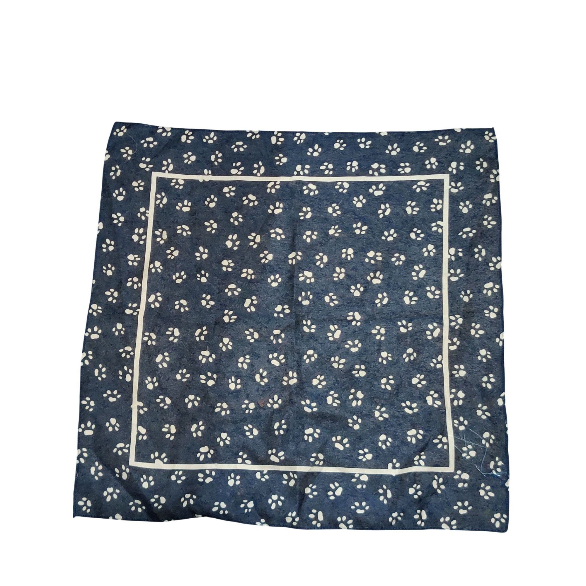 Vintage Womens Scarf Blue Paw Print Vintage Square Lightweight Novel Size ONE SIZE - 7 Thumbnail