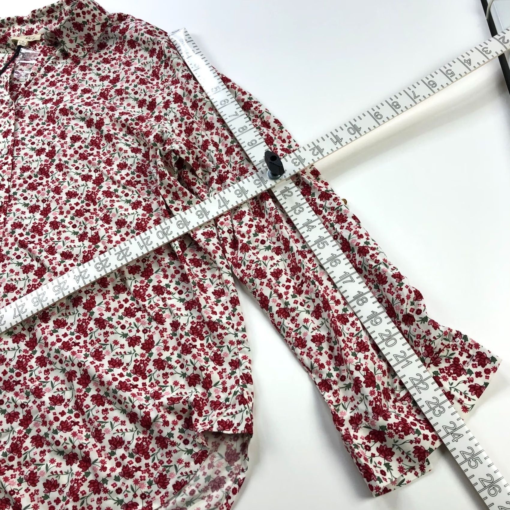 Vintage Jane And Delancey Button-Up Shirt Floral Red XL Rayon Long Sleeve High Low Size XL / US 12-14 / IT 48-50 - 5 Thumbnail