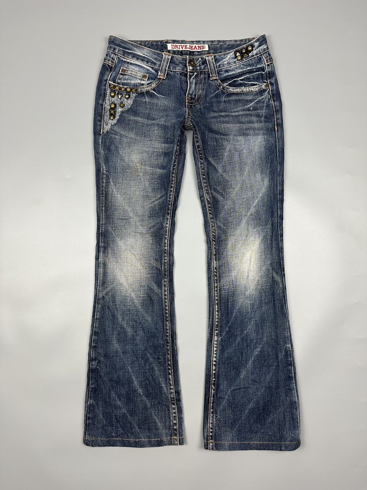 If Six Was Nine × Le Grande Bleu (L.G.B.) 🔥Flared🔥Drive Jeans Lightning Design Denim Size US 29 - 1 Thumbnail