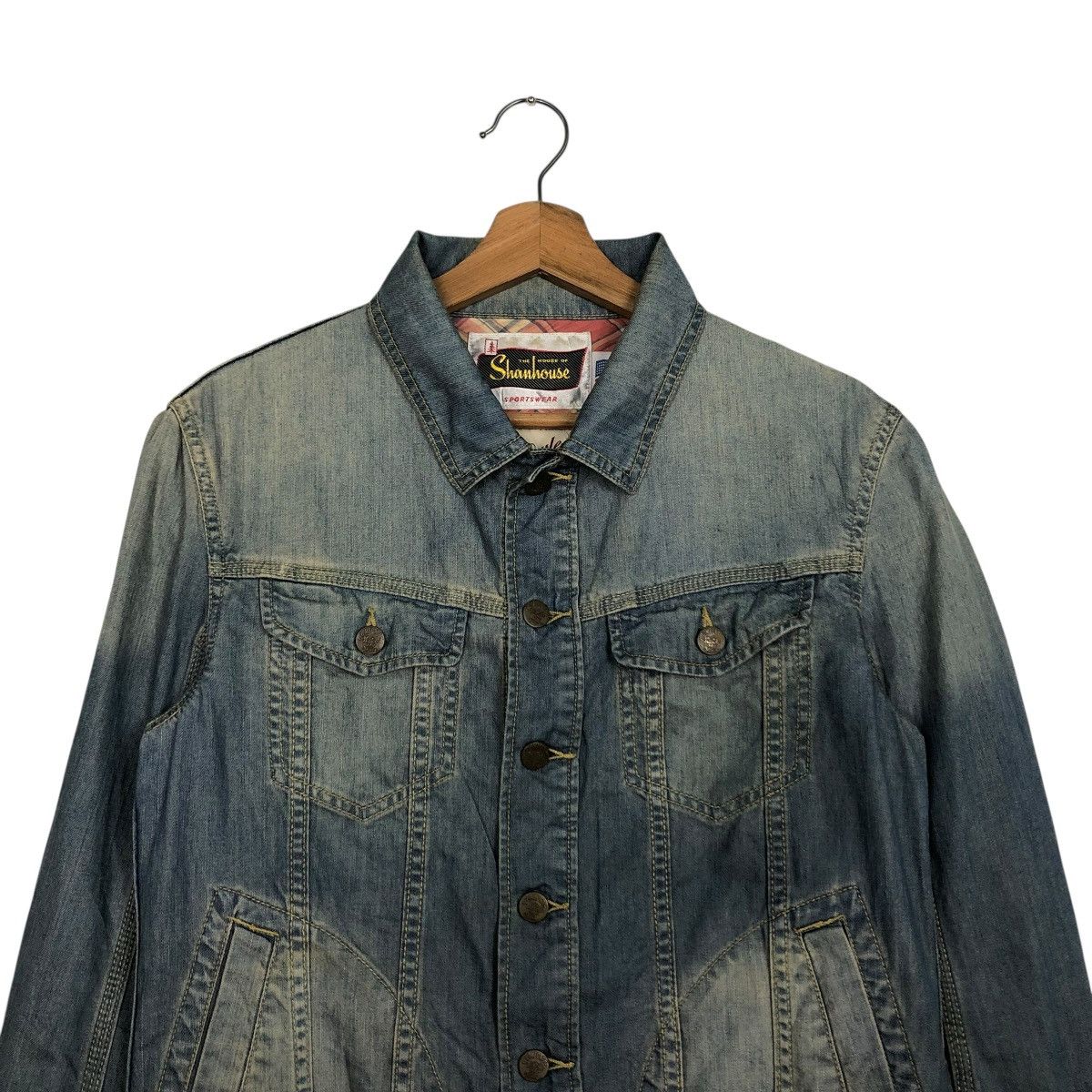 Vintage 🔥VINTAGE TRUCKER DENIM BIKER JACKET SHANHOUSE USA Size US M / EU 48-50 / 2 - 5 Thumbnail