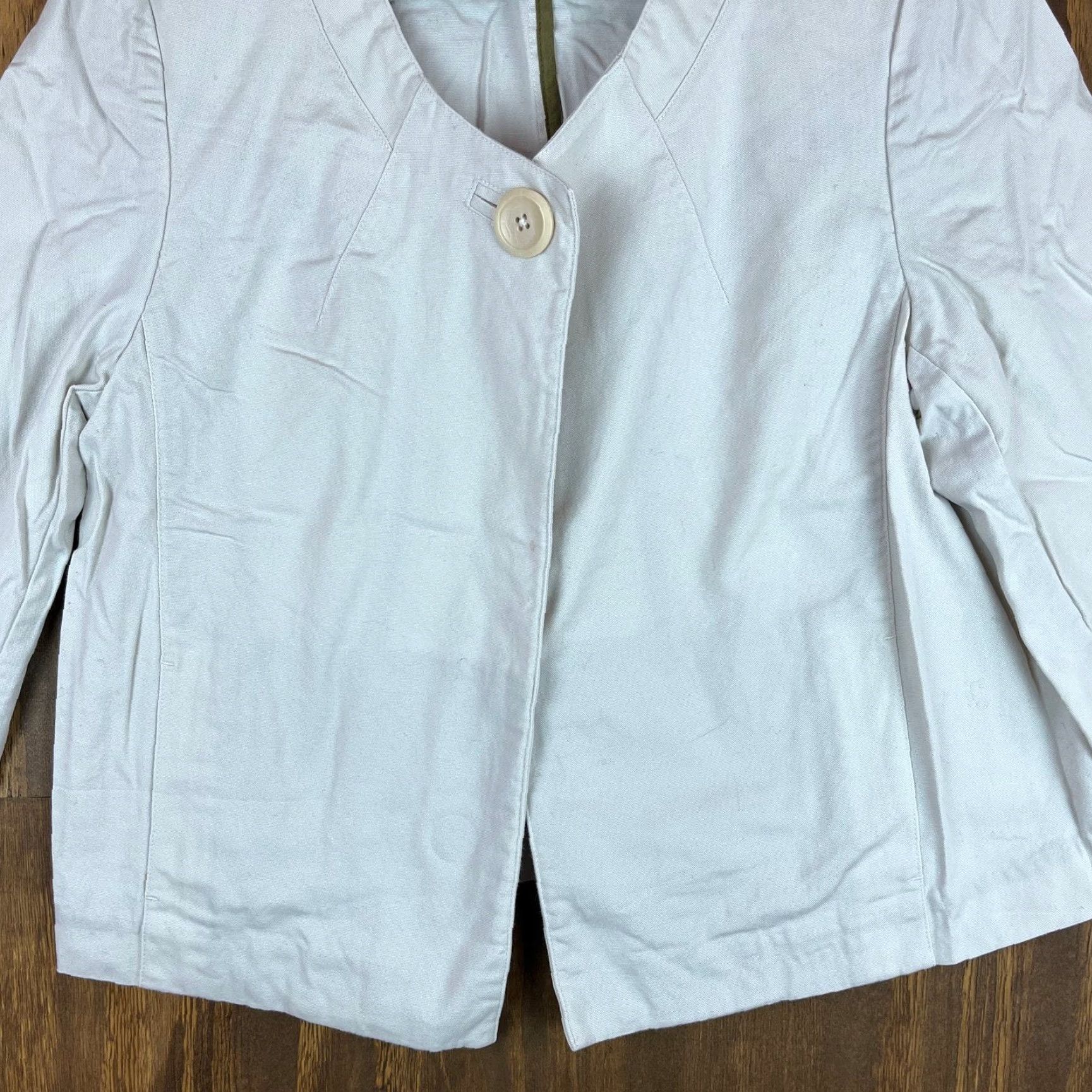 Talbots Talbots Womens Blazer Ivory 3/4 Sleeve Open Front Button 14 Jacket Coat Winter Spring Fall Summer Casual Workwear Compact" Size XL / US 12-14 / IT 48-50 - 4 Thumbnail
