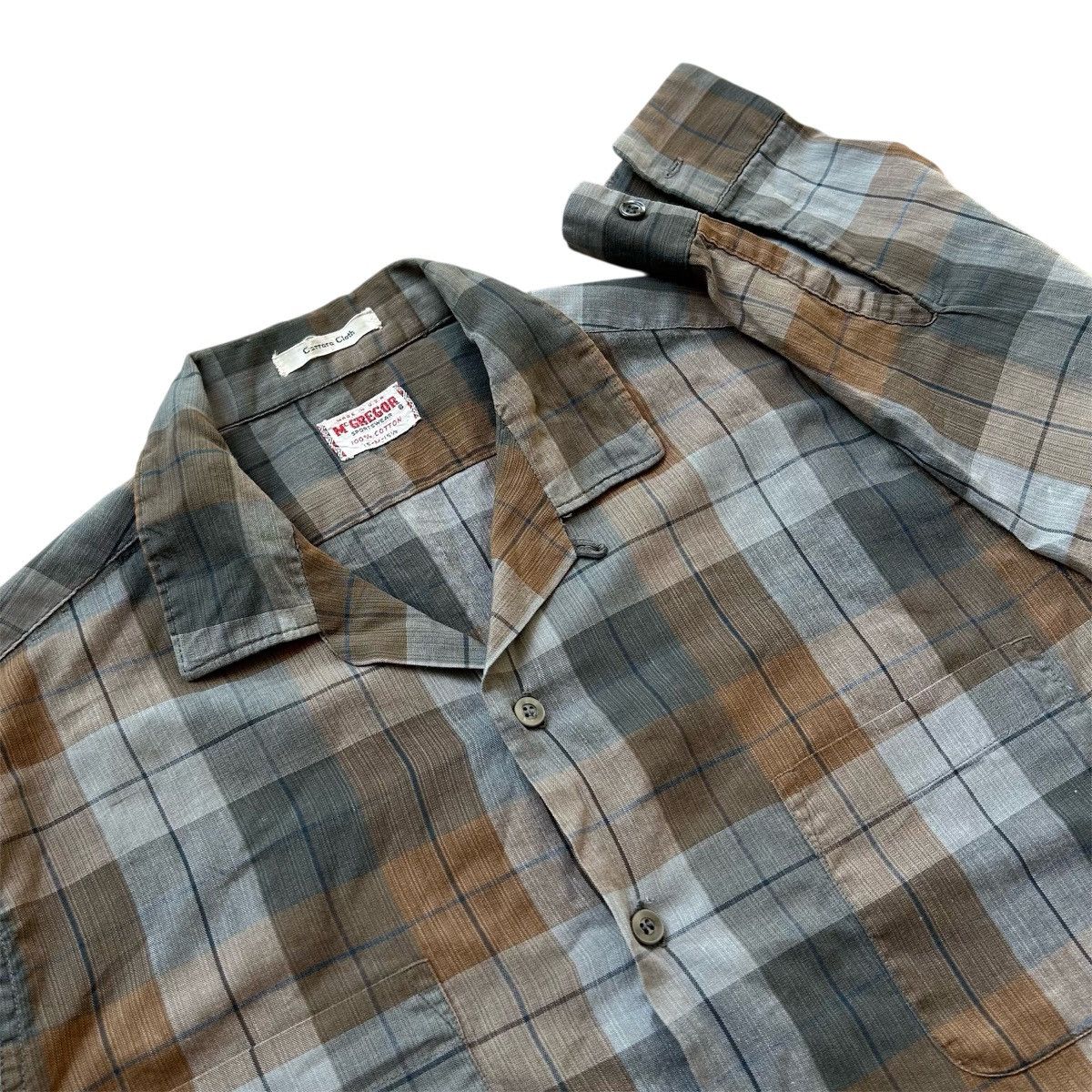 McGregor 1950s Mc MGREGOR - OPEN COLLAR SHIRT CHEKERED “CARRARA” Size US M / EU 48-50 / 2 - 3 Thumbnail