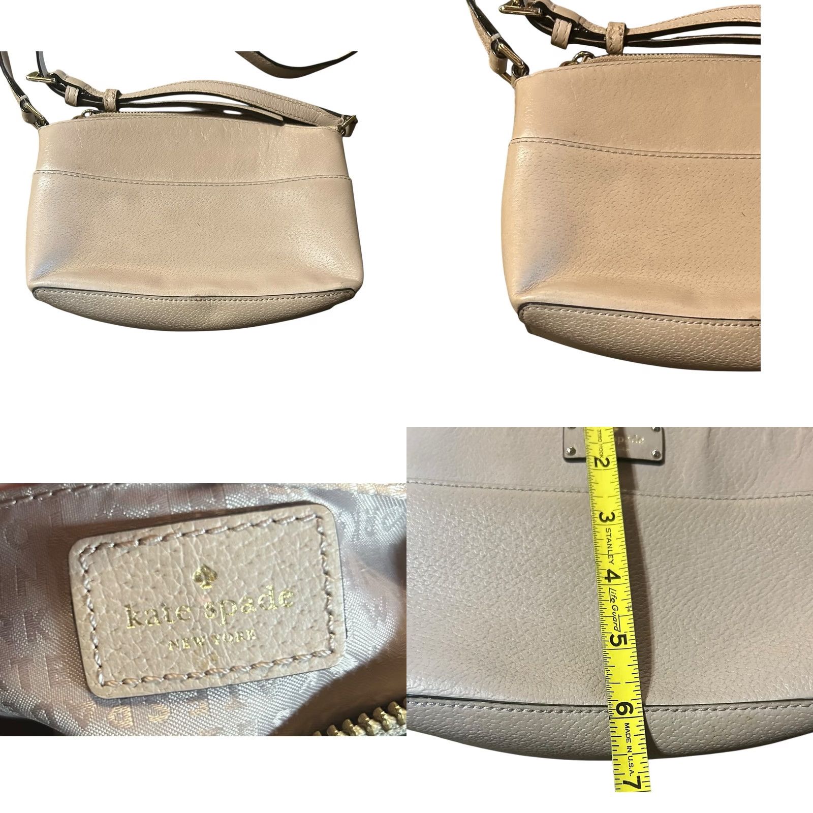 Vintage kate spade new york Cobble Hill Crossbody Bag Purse Taupe Small Leather Pebbled Zip Adjustable Strap Women Mens? No; Women Size ONE SIZE - 9 Thumbnail