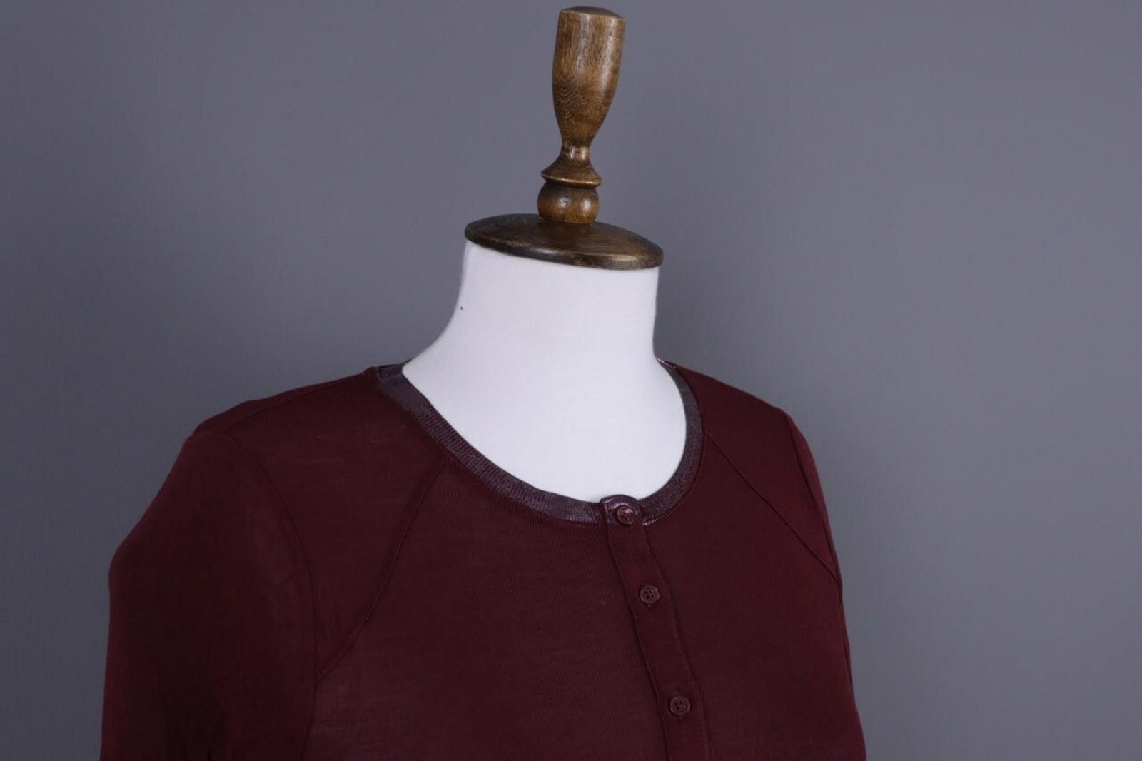 Zadig & Voltaire Zadig & Voltaire Chlo Poil Burgundy Knit Henley Shirt Size S Size S / US 4 / IT 40 - 7 Thumbnail