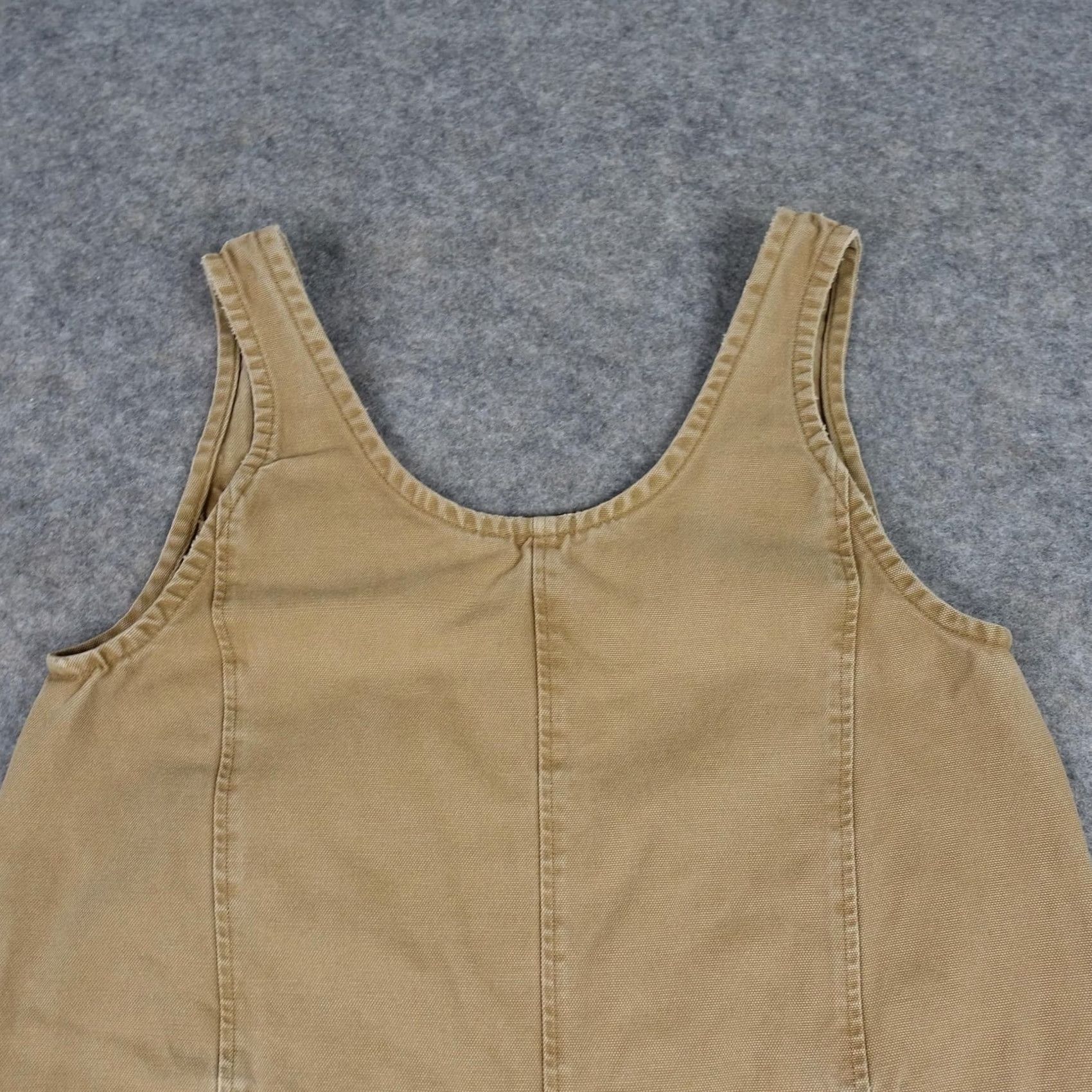Vintage Elizabeth Suzann Jumpsuit Womens XS Brown Cropped Utility Overalls Pockets Farm Sleeveless Twill 100% Cotton Size 26" / US 2 / IT 38 - 2 Thumbnail