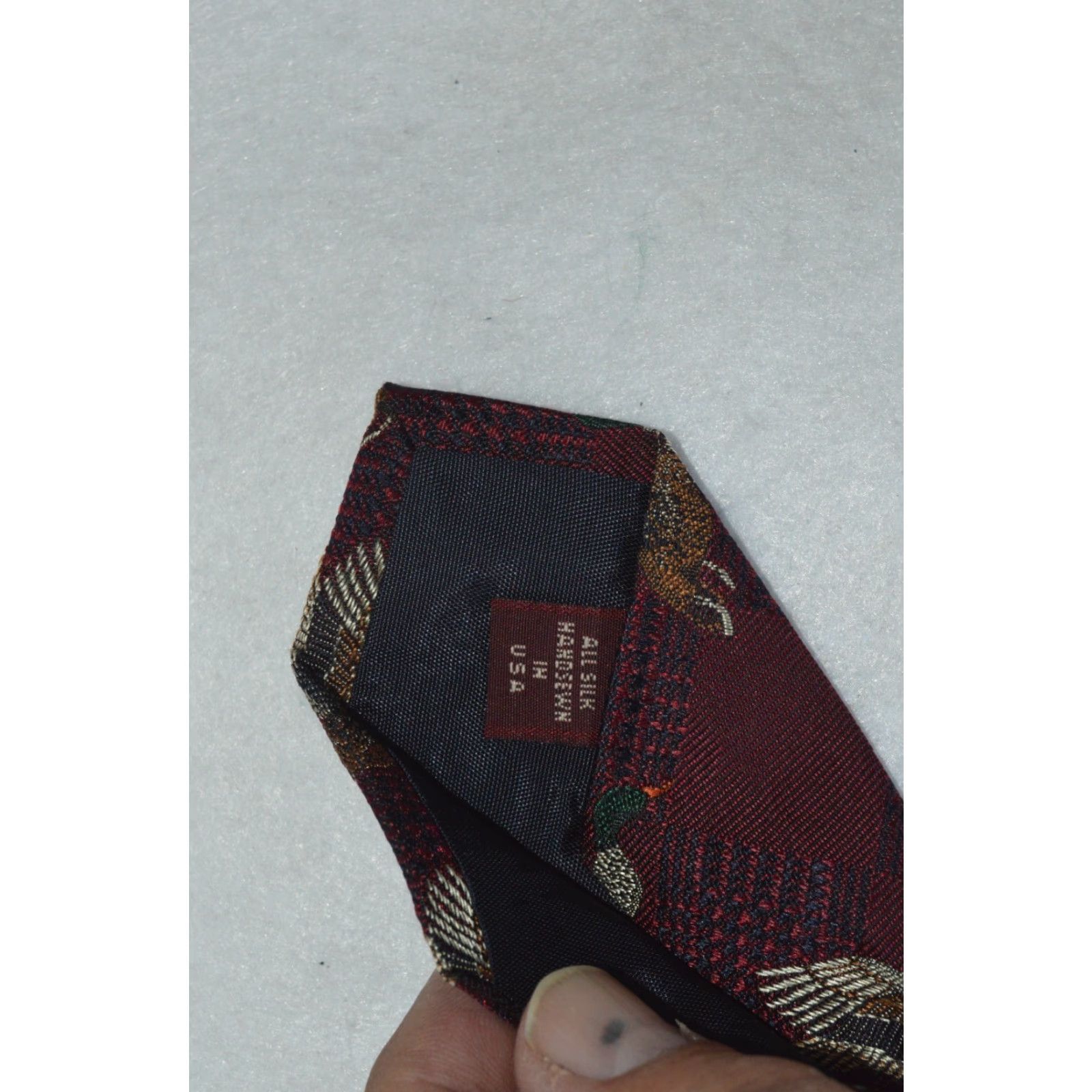 Jos. A. Bank Jos. A. Bank Duck Necktie Tie Premier Collection Extra Long Tie Men Red 100% Silk Adjustable Classic 57"-60" Size ONE SIZE - 4 Thumbnail