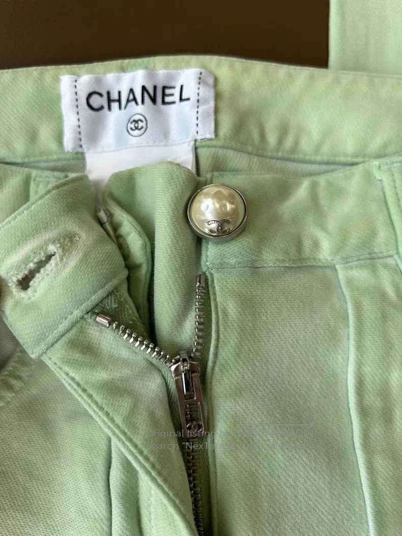 Chanel Chanel Green slim denim trousers Size 42" / US 20 - 4 Thumbnail