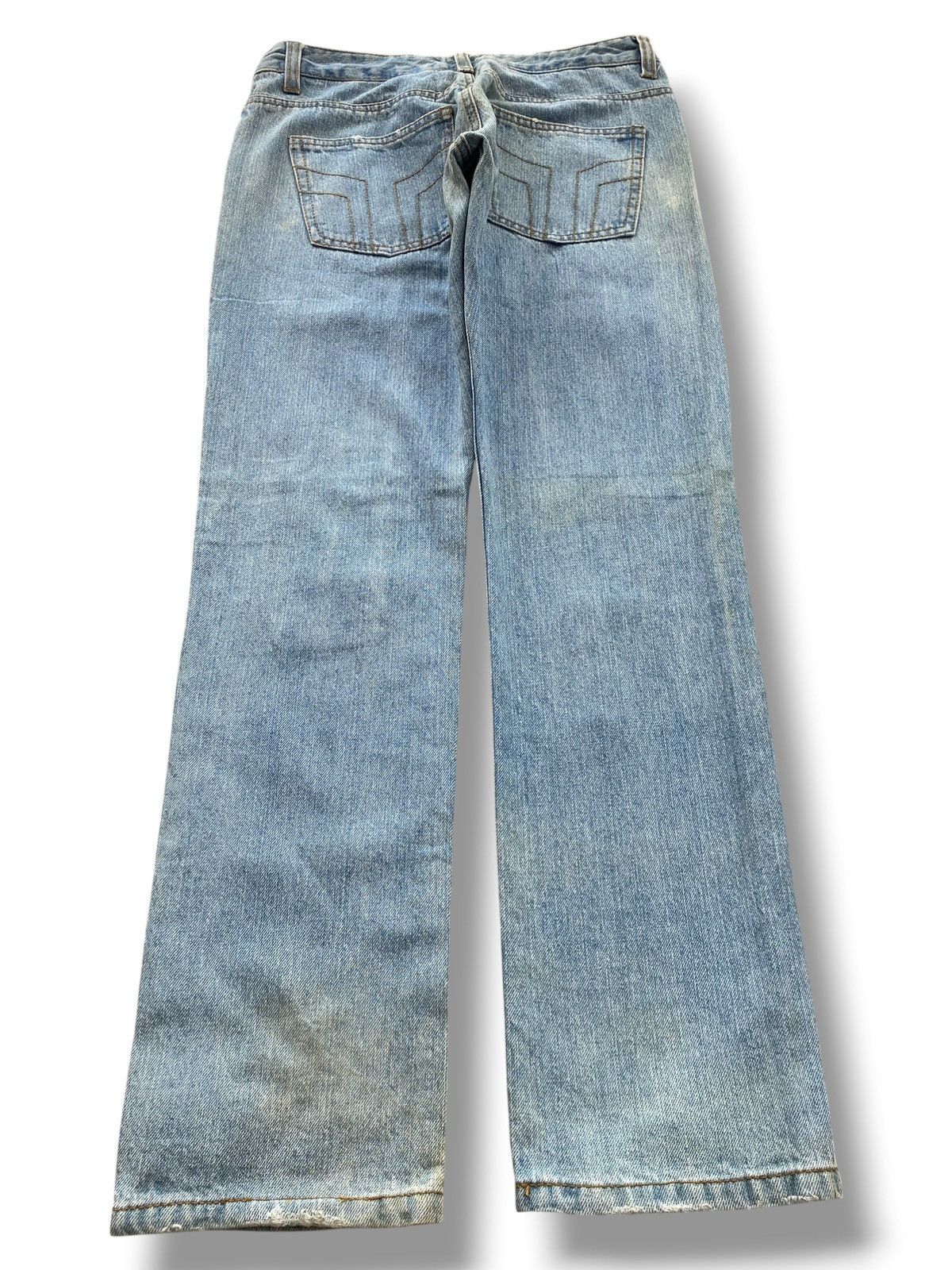 Japanese Brand Rote Rose Distressed Patch Work Style Straight Leg Jeans Size US 30 / EU 46 - 3 Thumbnail
