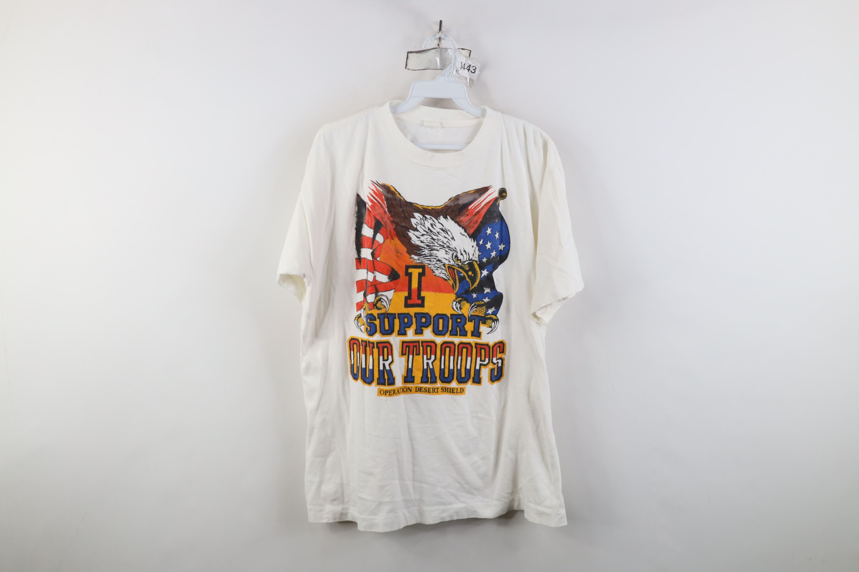 Vintage Vintage 90s Support Troops Operation Desert Shield T-Shirt Size US L / EU 52-54 / 3 - 1 Thumbnail