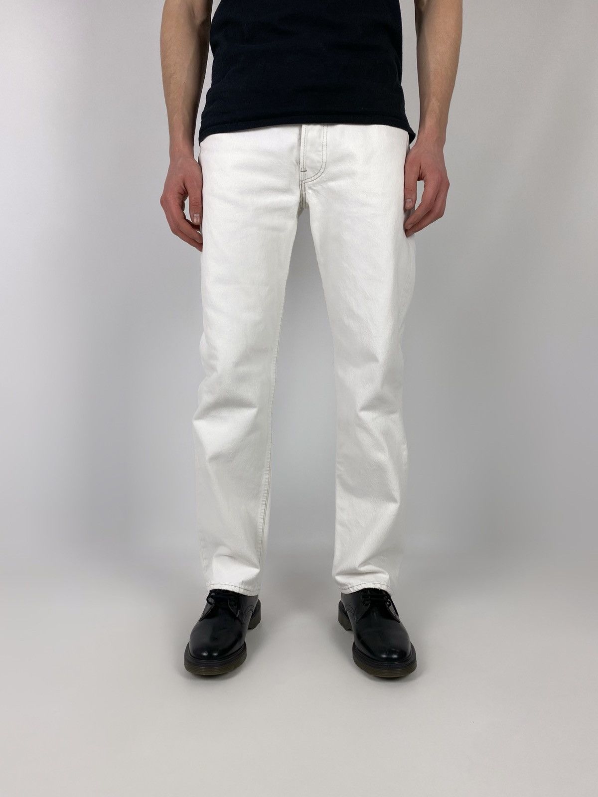 Levi's 1990’s Vintage Levi’s 501 USA Made White Denim Pants 32X32 Size US 31 - 2 Thumbnail