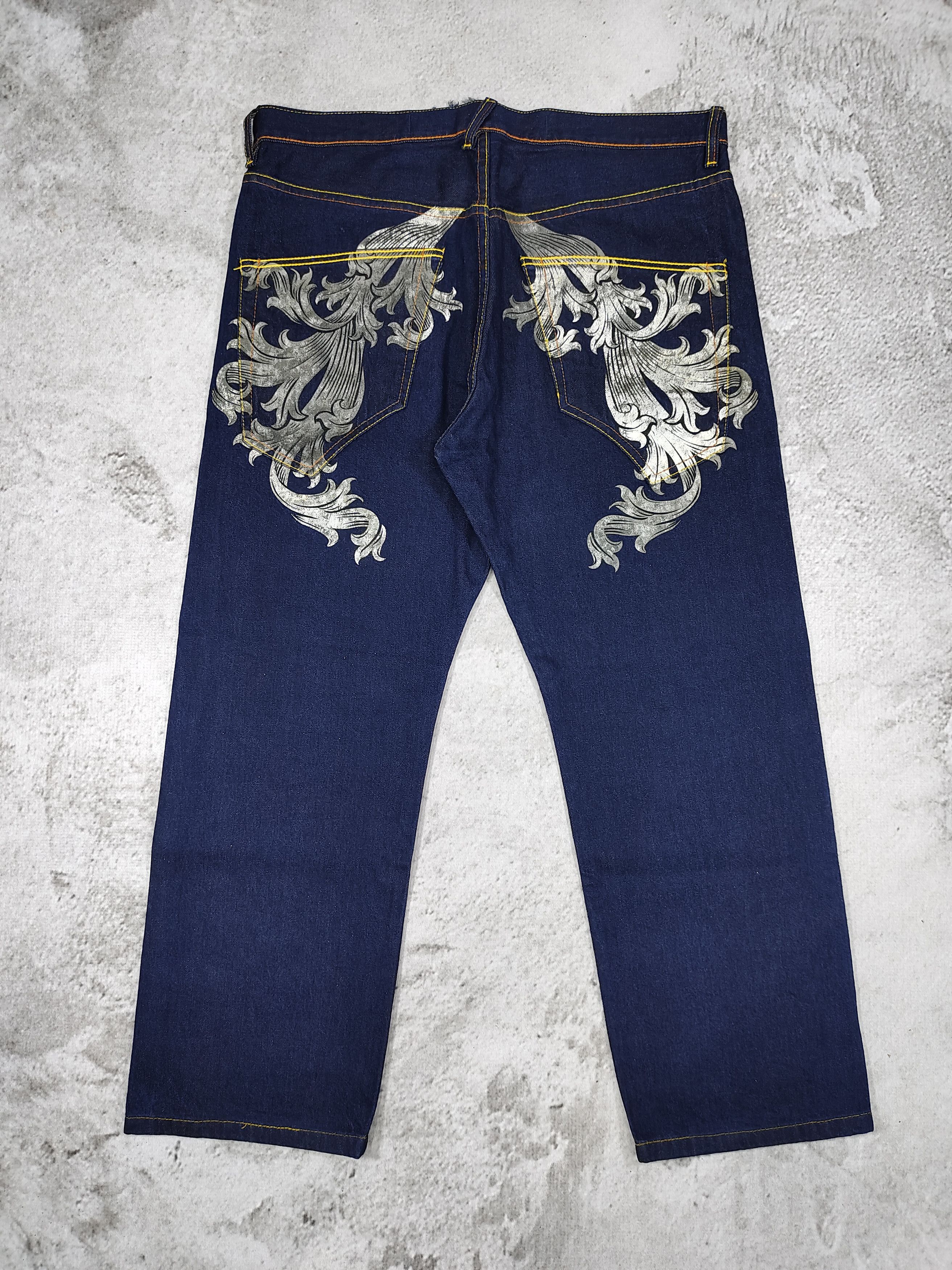 Japanese Brand The Year Of- Gothic Scroll Ornamental Artwork Selvedge Jeans Size US 36 / EU 52 - 6 Thumbnail