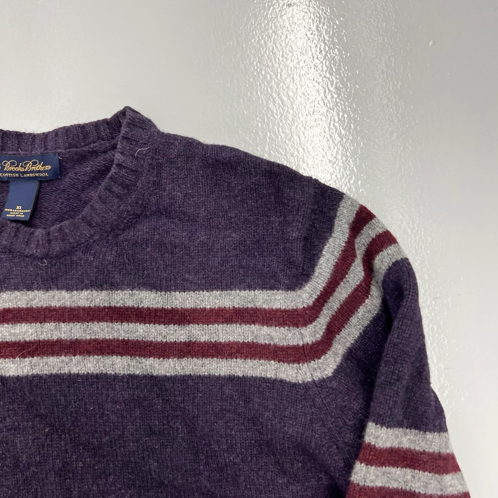 VINTAGE Brooks Brothers Mens Sweater XL Wool Cable Knit Crew Neck