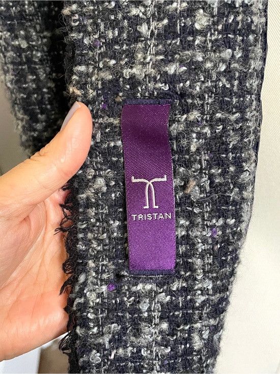 Vintage Navy Blue Gray Tweed Cropped Wool Blend Lady Blazer 🇨🇦 Size S / US 4 / IT 40 - 9 Thumbnail