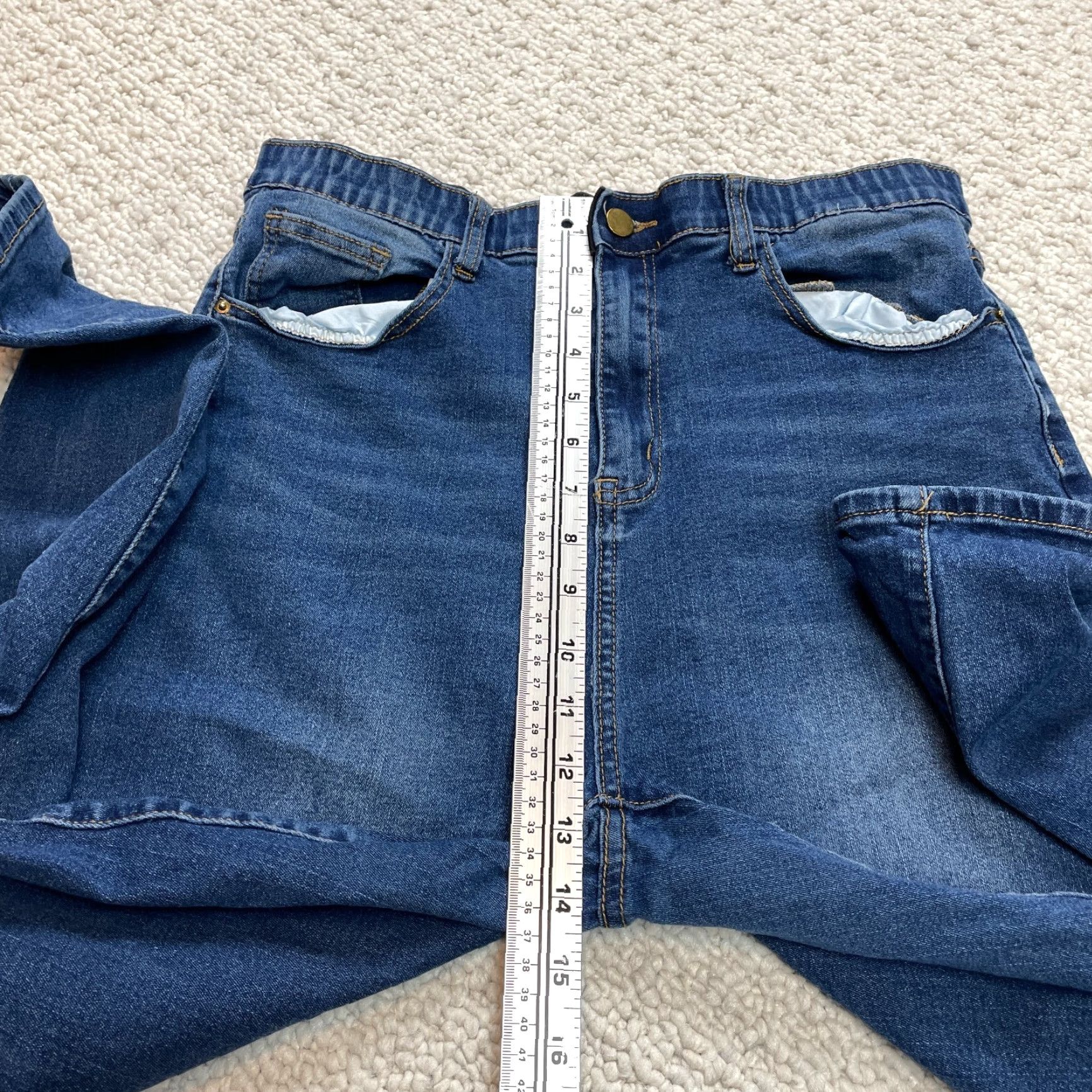 Shein Shein Jeans Womens XL Curve Blue Denim Dark Wash High Rise Leg Zip 31x26 Size 40" / US 18 - 4 Thumbnail