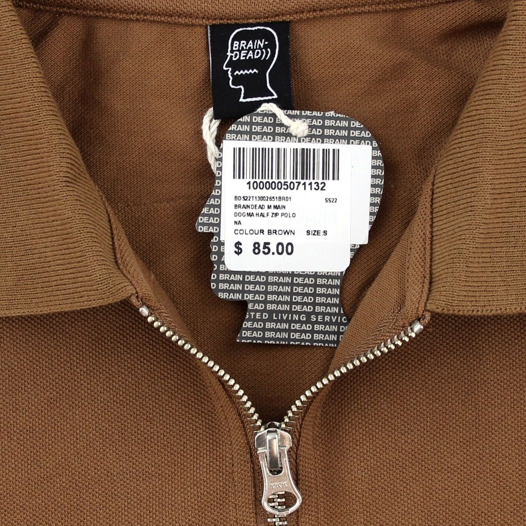 Brain Dead Brain Dead Dogma Half Zip Polo Shirt Brown S Mens Polo Short Sleeve Shirt 100% Cotton Embroidered Logo Zipper Size US S / EU 44-46 / 1 - 3 Thumbnail