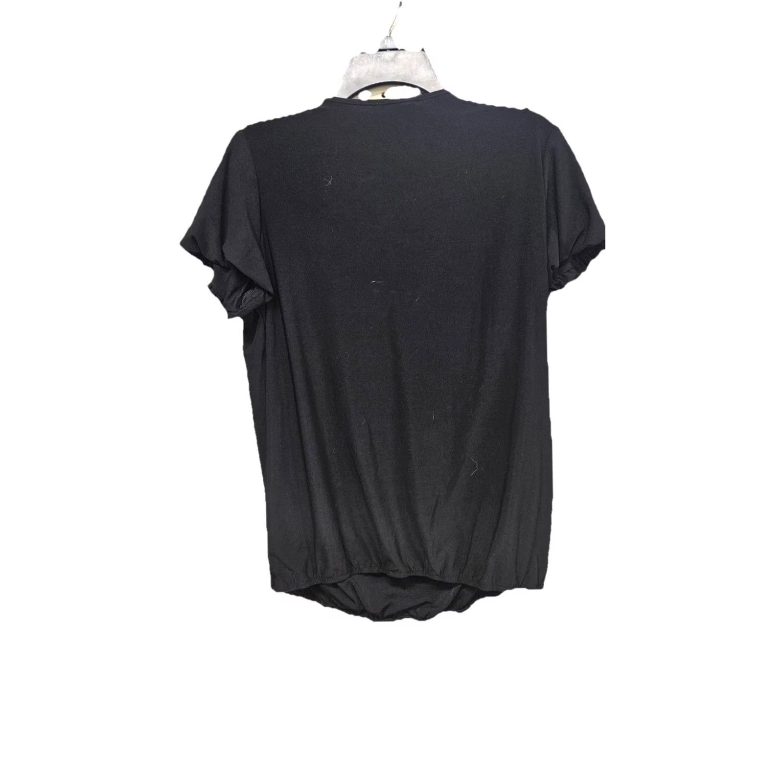 White House Black Market White House Black Market Black XL Women's Short Sleeve Gathered Ruched Blouse Size 40" / US 18 - 4 Thumbnail