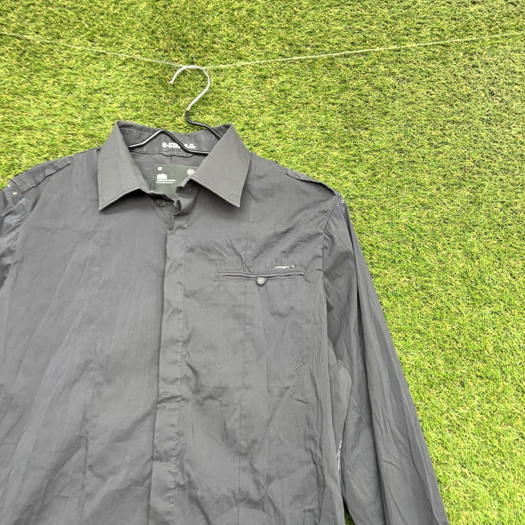 G-Star G-Star Raw Button-Up Shirt Mens M Long Sleeve Grunge Designer Grey Size US M / EU 48-50 / 2 - 3 Thumbnail