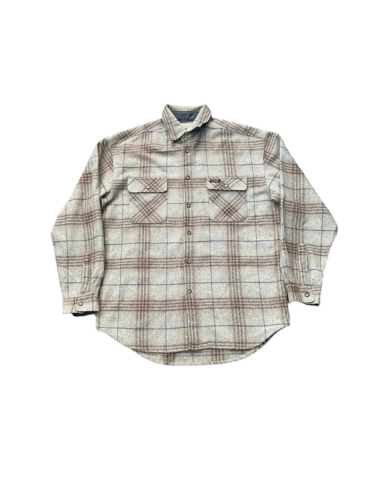 image of Vintage Guess Jeans Mohair Shirt in Brown, Men's (Size Large)