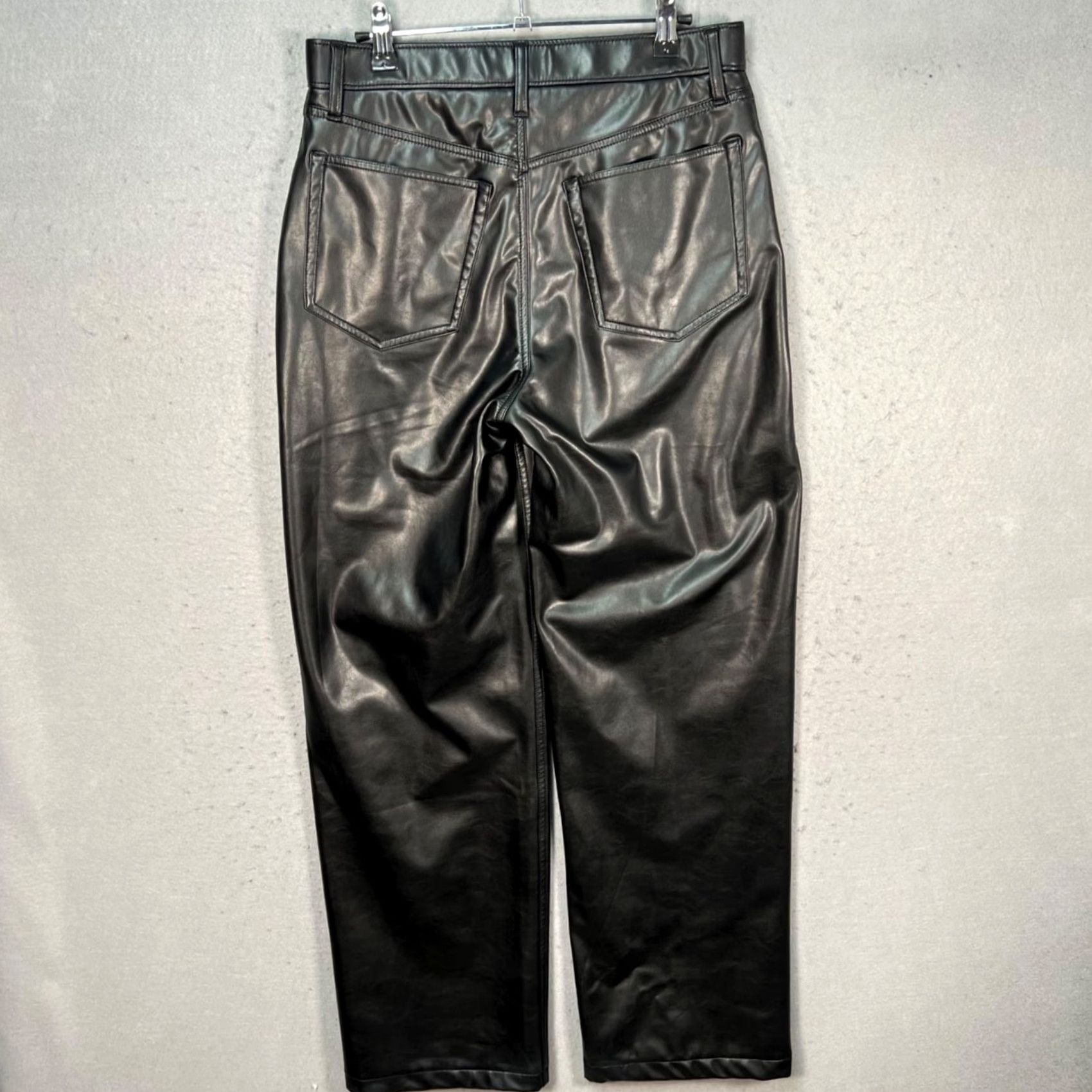 Abercrombie & Fitch Abercrombie & Fitch Womens 29 / 8 Black Faux Leather High Rise Loose Fit Pants Size 30" / US 8 / IT 44 - 2 Thumbnail