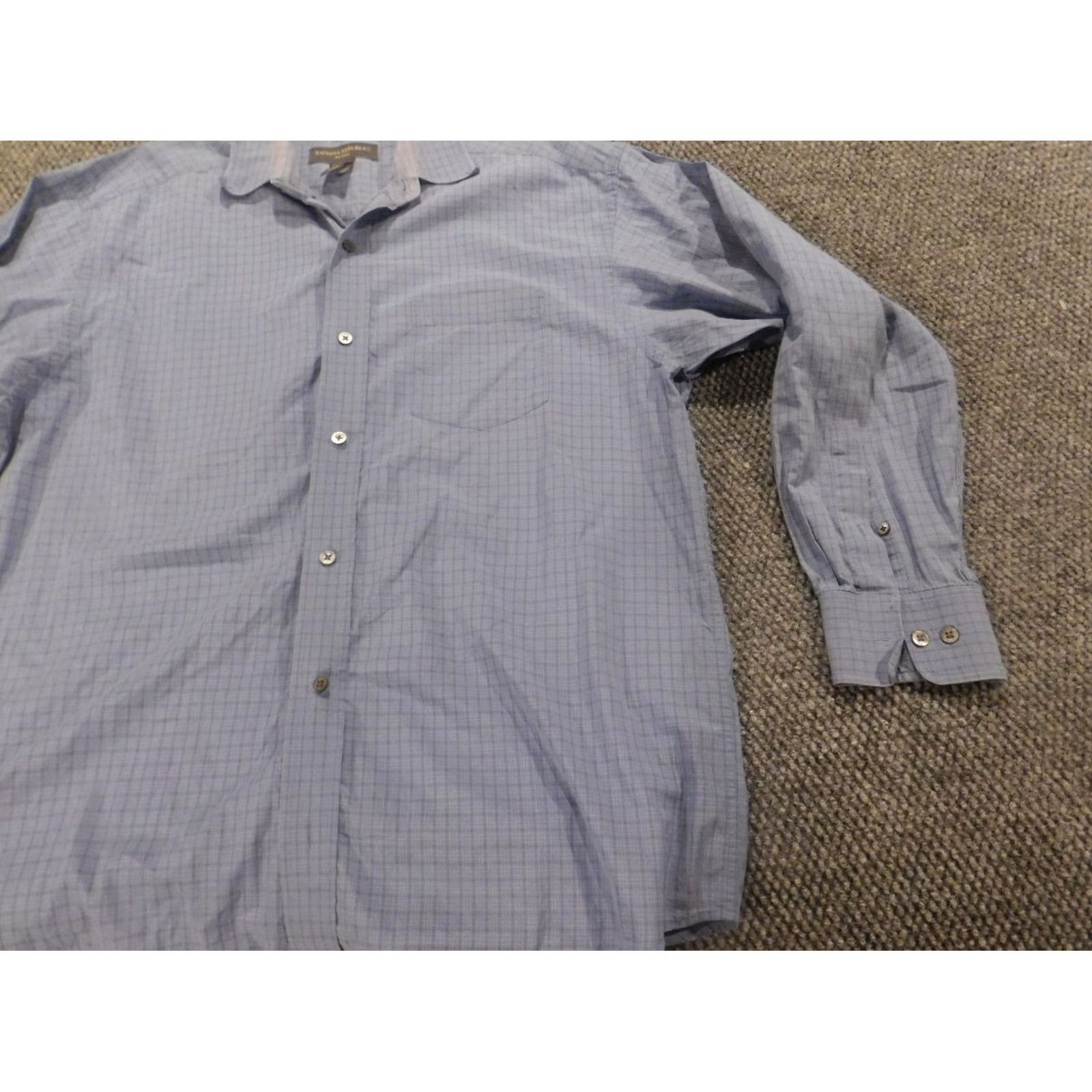 Banana Republic Banana Republic Shirt L Blue Plaid Long Sleeve Button-Up Collared Casual Button-Down Mens Regular Cotton Knit Pocketed Relaxed Vintage No Size US L / EU 52-54 / 3 - 3 Thumbnail