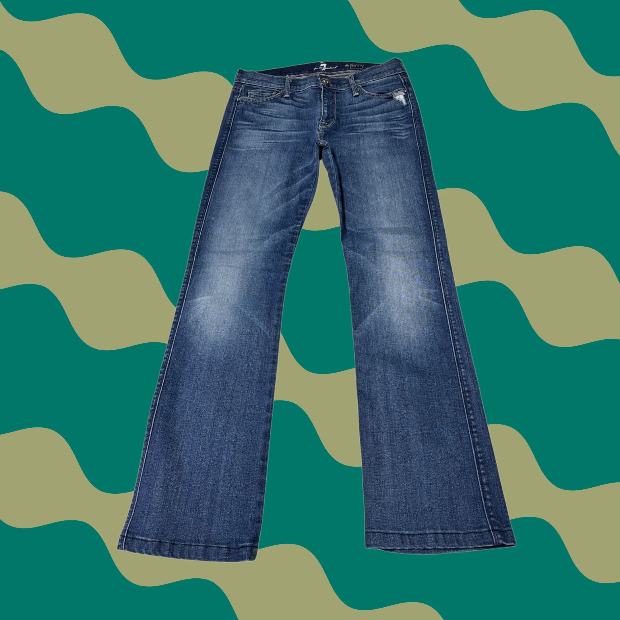 7 For All Mankind 7 For All Mankind The Skinny Bootcut Jeans Medium Wash Blue Denim 28X29 Made USA Women Jeans Size 28" / US 6 / IT 42 - 1 Thumbnail