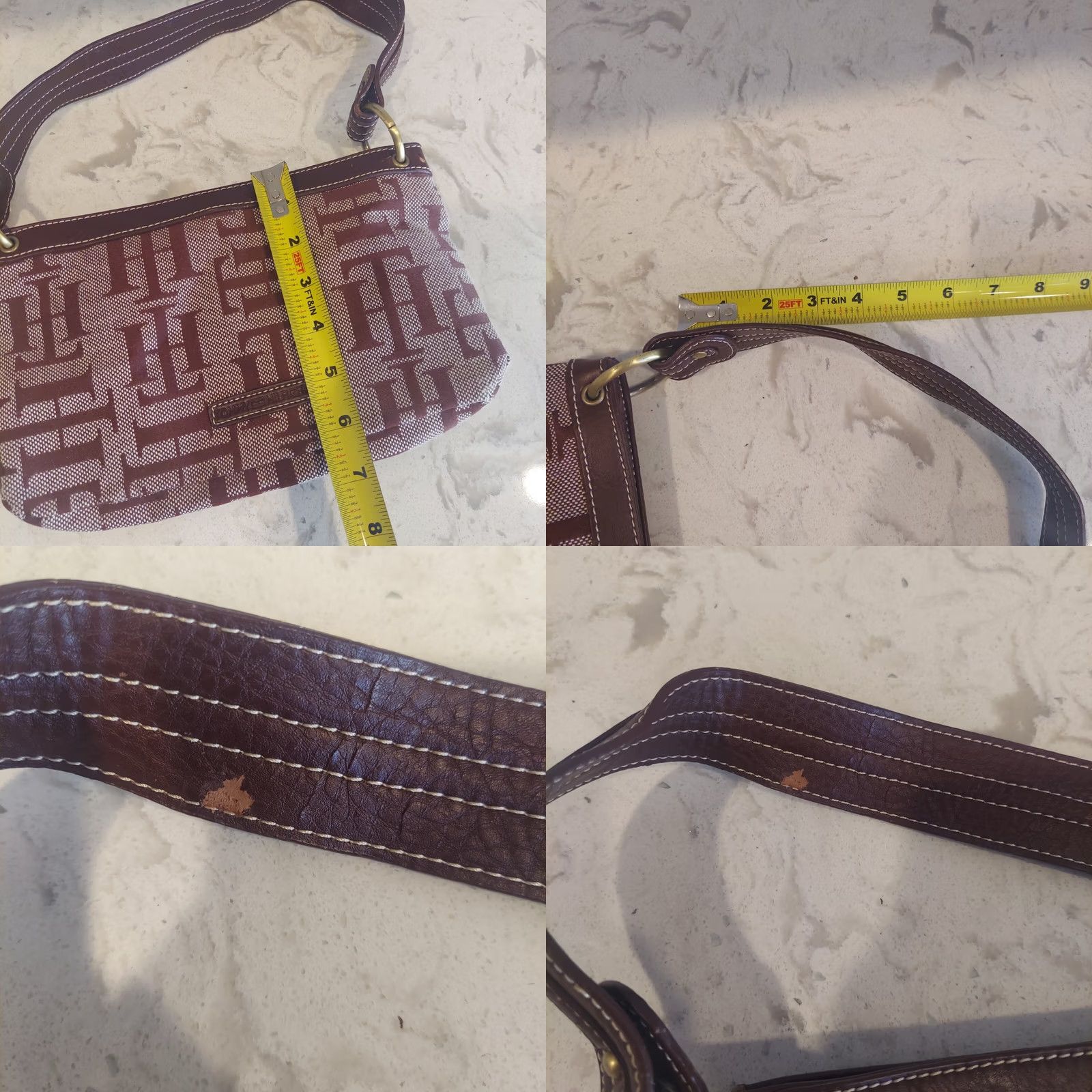 Tommy Hilfiger Tommy Hilfiger Women's Brown Logo 7" Shoulder Bag Brown Leather Buckle Closure Small Rectangle Bag Womens Trending 90s? Size ONE SIZE - 8 Thumbnail