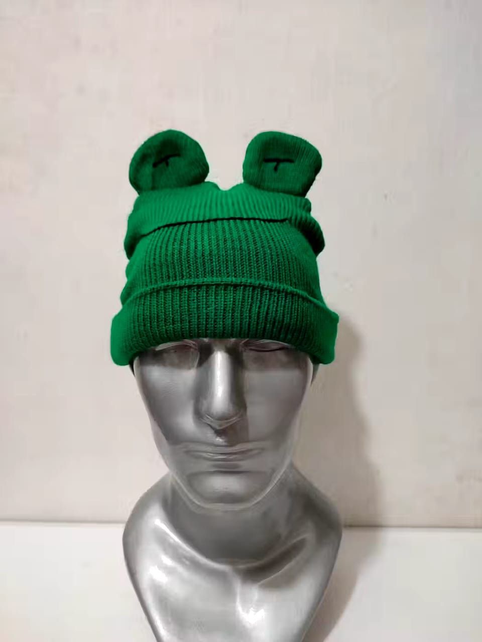 image of Unknown Cartoon Frog Beanie Bunny Horn Design Hats in Green, Men's
