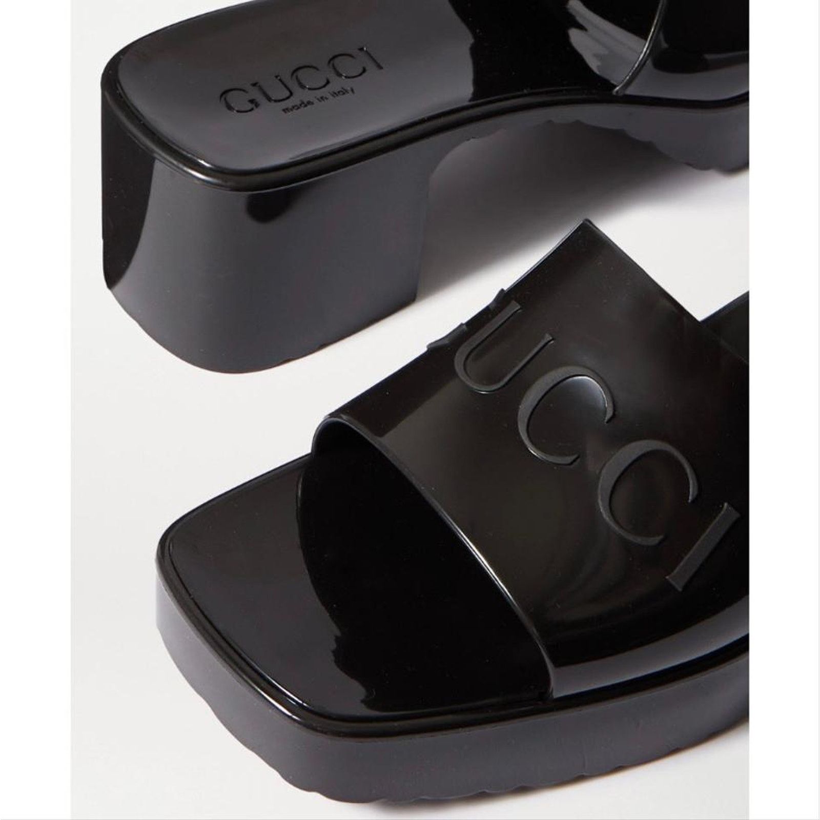 Gucci logo embossed rubber heels slippers 39 Size US 9 / IT 39 - 4 Thumbnail