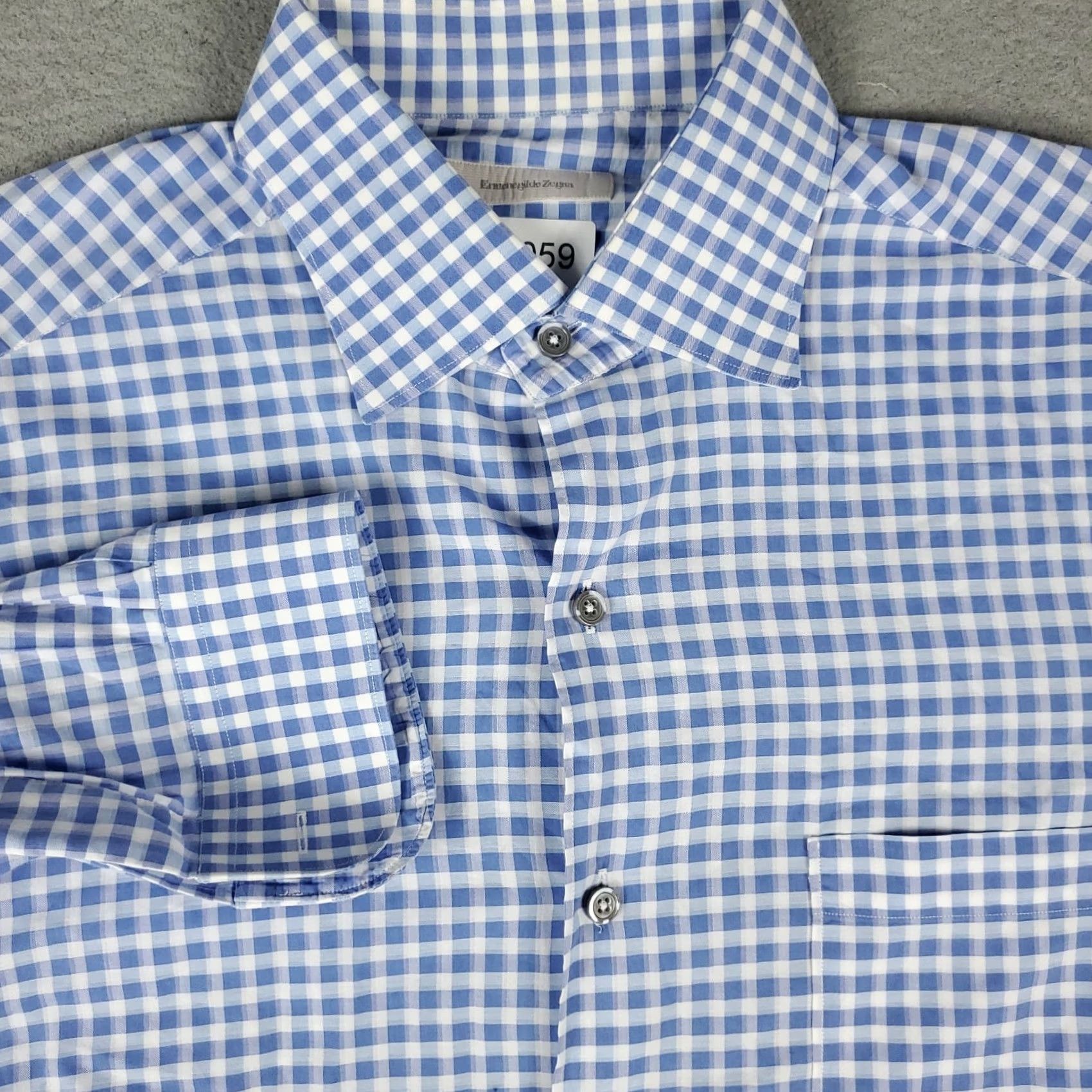 Ermenegildo Zegna Ermenegildo Zegna Shirt Mens XL Blue Check Button Up Long Sleeve Size US XL / EU 56 / 4 - 2 Thumbnail
