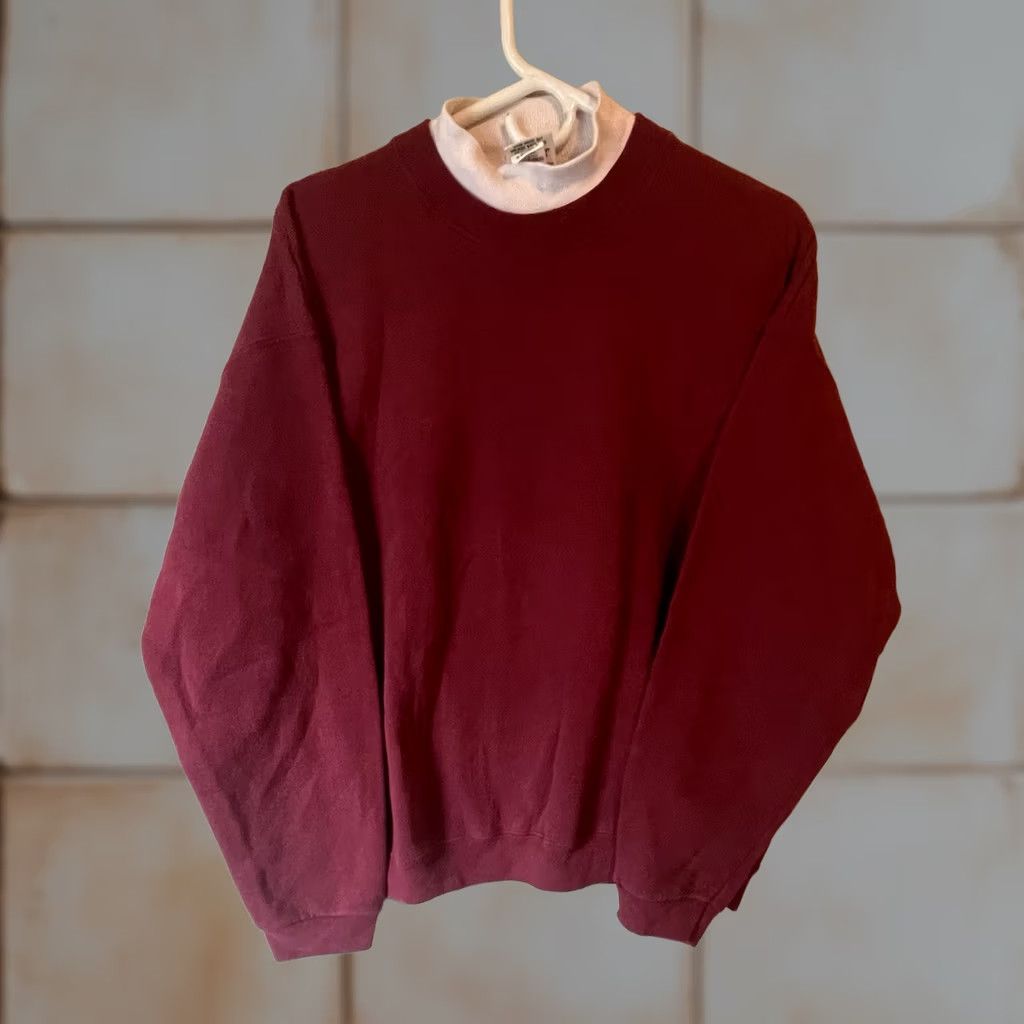 Nutmeg VINTAGE Nutmeg Mills Pullover Sweatshirt Red White Collar Crewneck Men L USA Made 90s Golf All Seasons Size US L / EU 52-54 / 3 - 1 Thumbnail