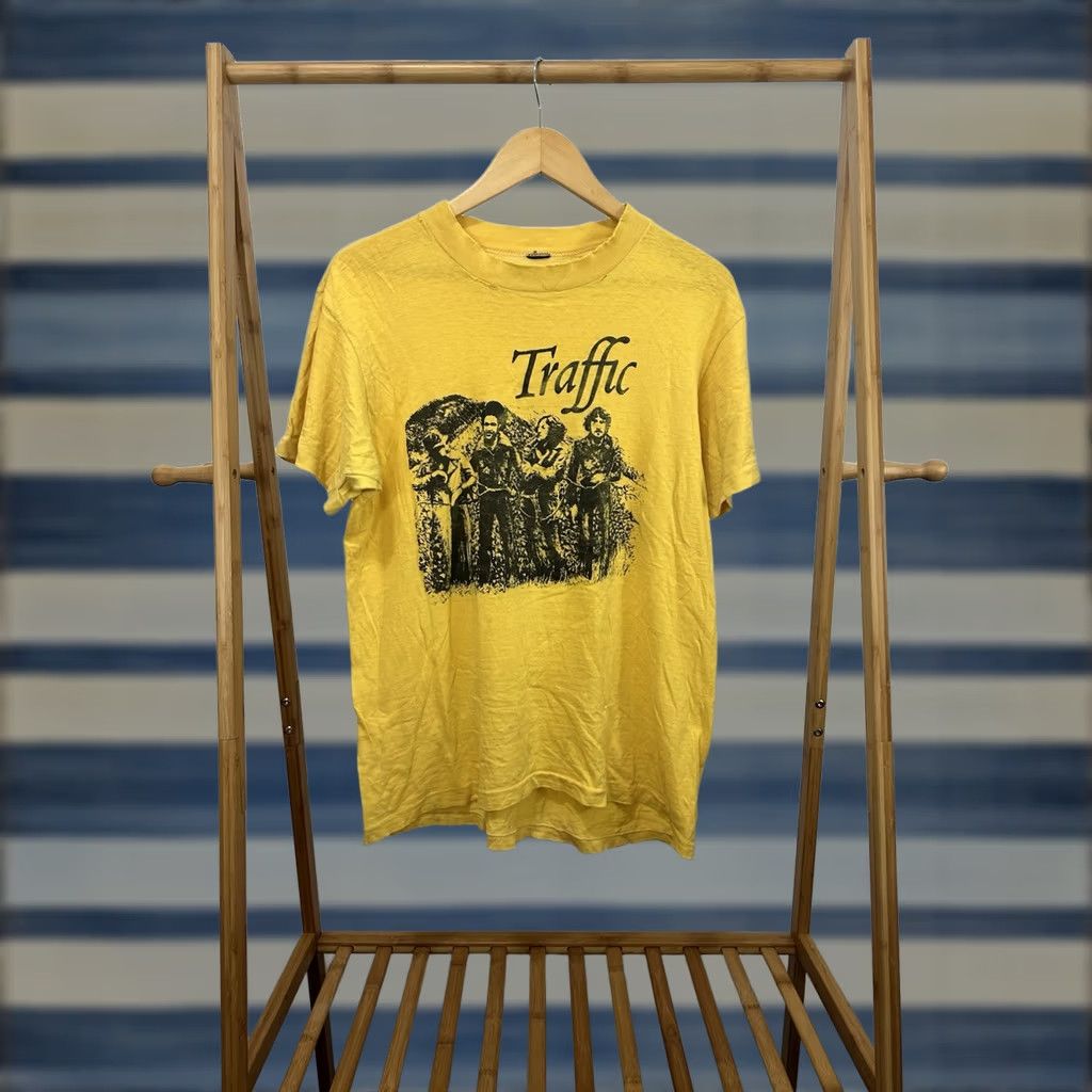 Vintage VTG 70s Traffic When the Eagle Flies Band Tour Worn Distressed T-Shirt XL Men Yellow Size US XL / EU 56 / 4 - 1 Thumbnail