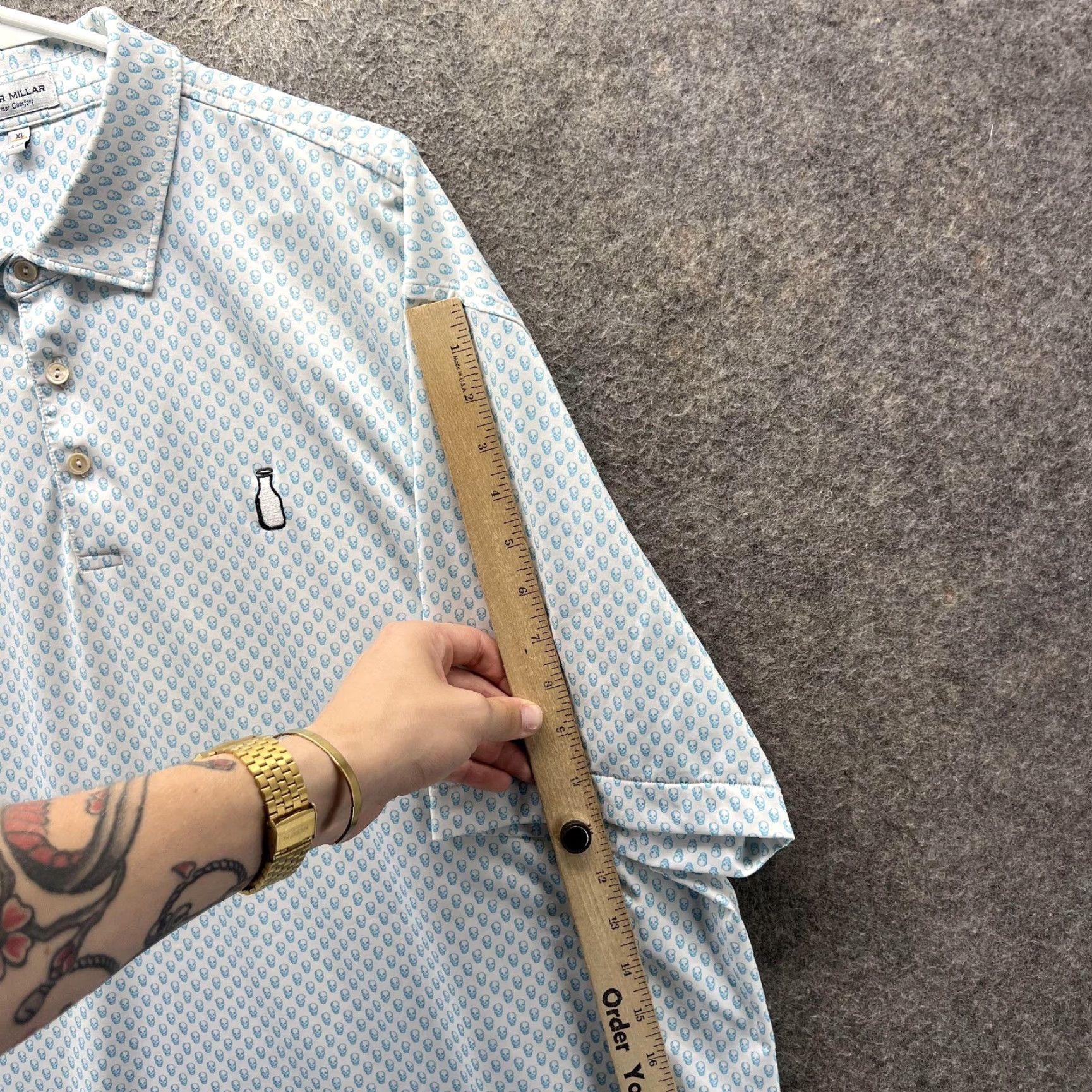 Peter Millar Peter Millar Polo Shirt Mens XL White Skull Print Golf Stretch Summer Comfort Shirt Mens XL White Skull Print Golf Stretch Size US XL / EU 56 / 4 - 3 Thumbnail