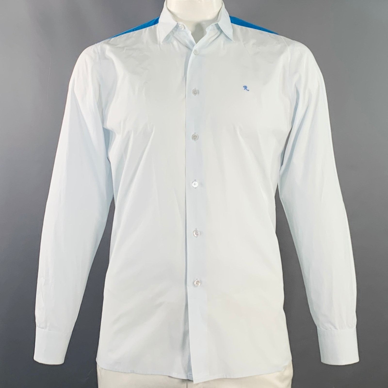 Raf Simons RAF SIMONS Light Blue Cotton Button Down Long Sleeve Shirt Size US XL / EU 56 / 4 - 1 Thumbnail