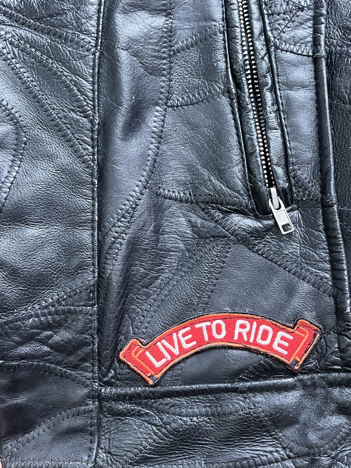 Vintage Diamond plate Buffalo leather biker jacket Size US XXL / EU 58 / 5 - 7 Thumbnail