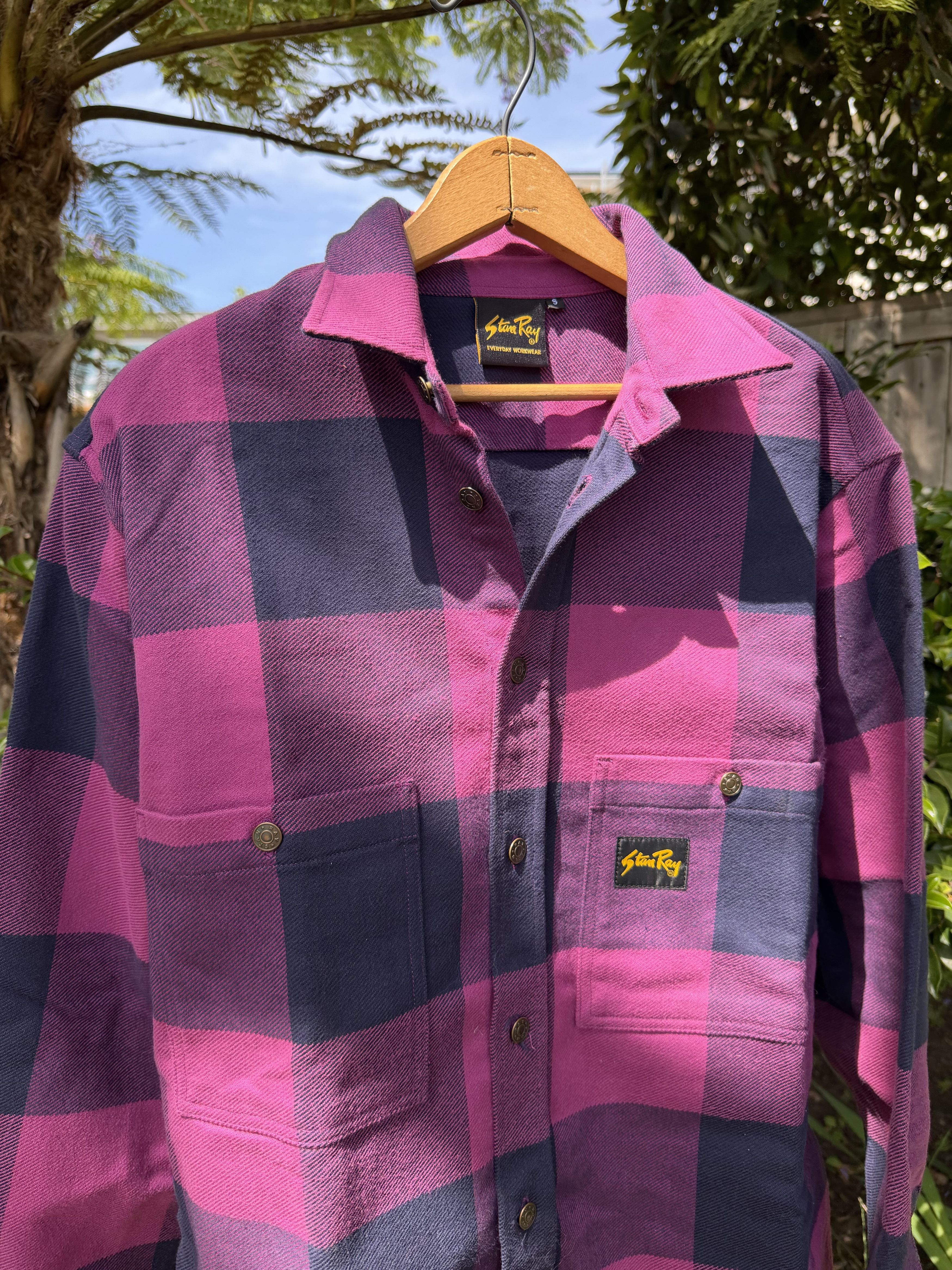 Stan Ray Stan Ray Flannel Shirt Jacket Purple Check Small Size US S / EU 44-46 / 1 - 17 Thumbnail