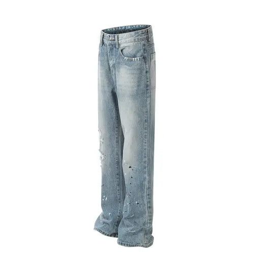 VIBE High street washed loose wide-leg ink-splashed flared jeans Size US 32 / EU 48 - 2 Thumbnail