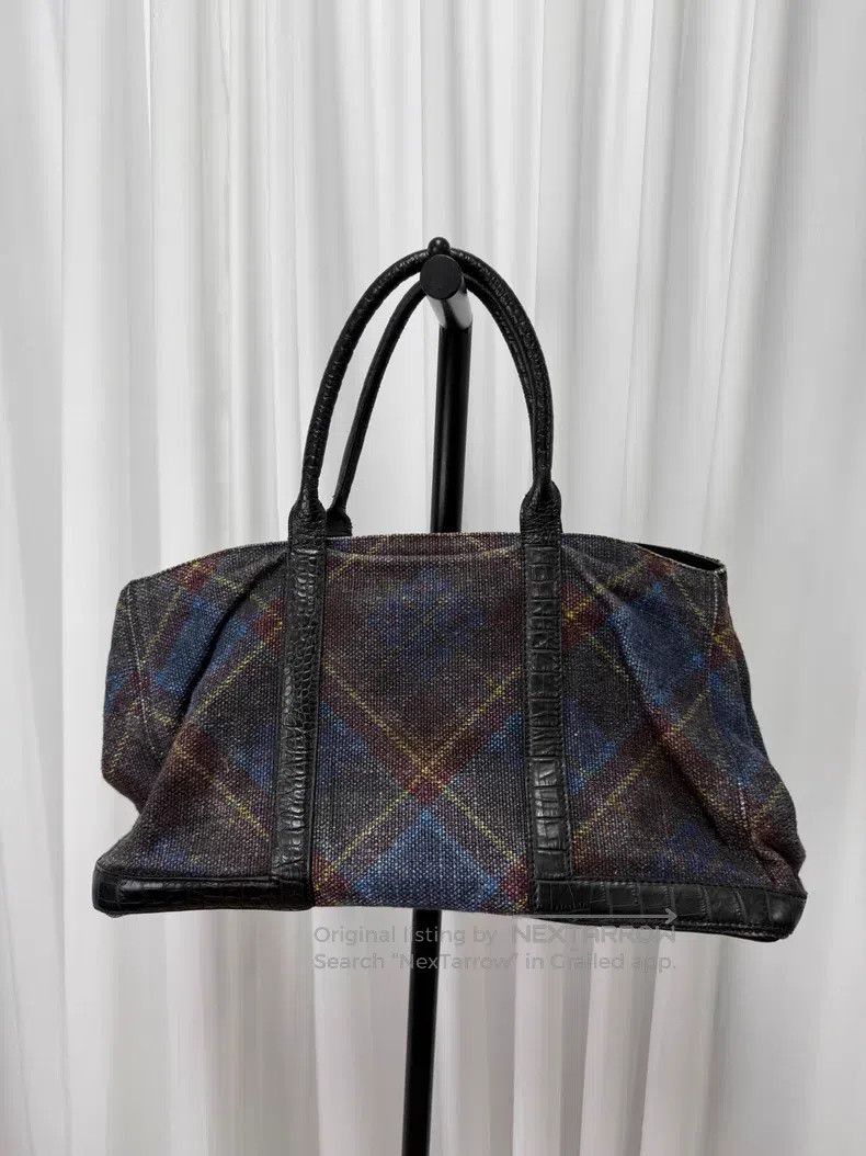 Dries Van Noten Dries Van Noten Blue and purple plaid and crocodile patter Size ONE SIZE - 4 Thumbnail