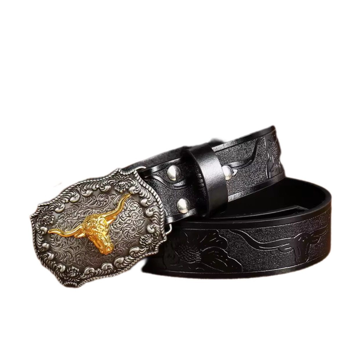 Leather Western Cowboy Belt Size ONE SIZE - 3 Thumbnail