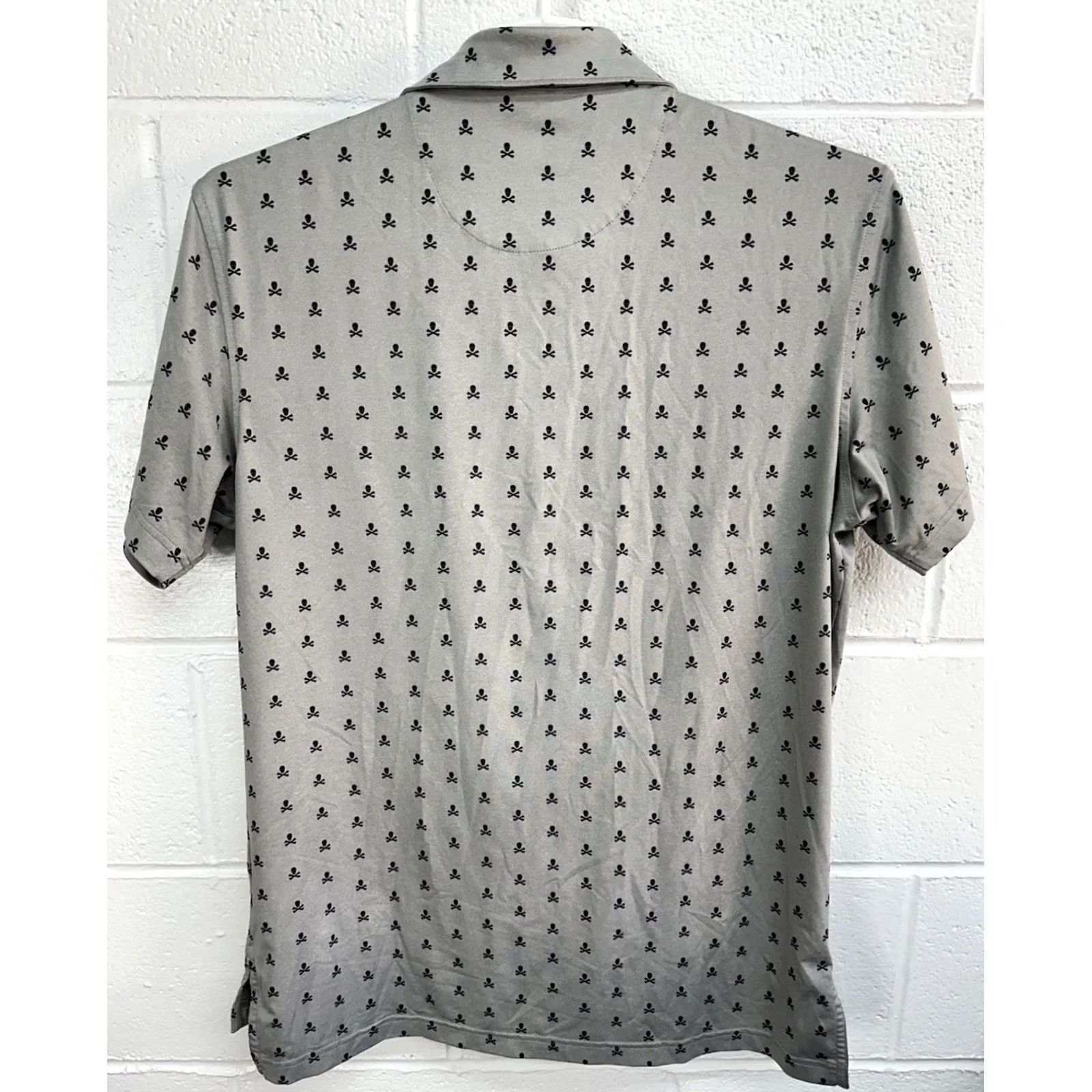 Peter Millar Peter Millar Summer Comfort Polo Shirt Men S Gray Skull & Crossbones Performance Polo Size US S / EU 44-46 / 1 - 5 Thumbnail