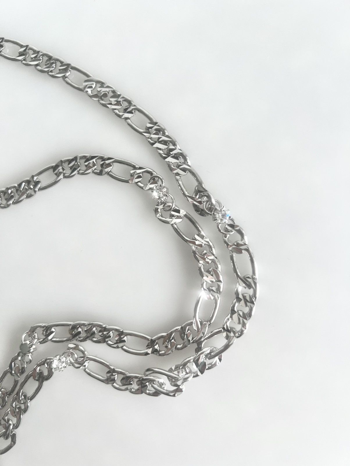 Yohji Yamamoto Yohji Yamamoto - Silver Crystal Long Chain Necklace Size ONE SIZE - 2 Thumbnail