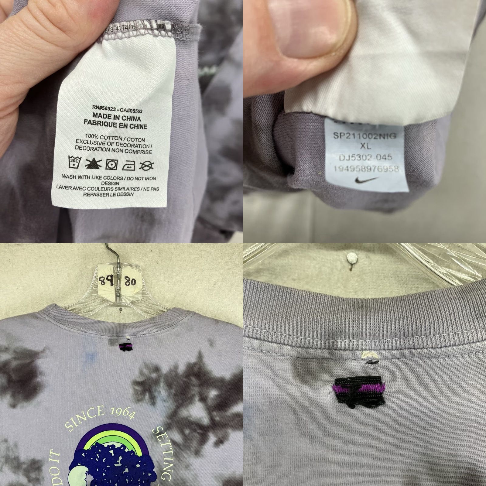Nike NIKE Shirt Mens XL Purple Tie Dye Graphic Tee Swoosh Vintage Style All Seasons 2020s Mens XL Purple Tie Dye T-Shirt Size US XL / EU 56 / 4 - 8 Thumbnail