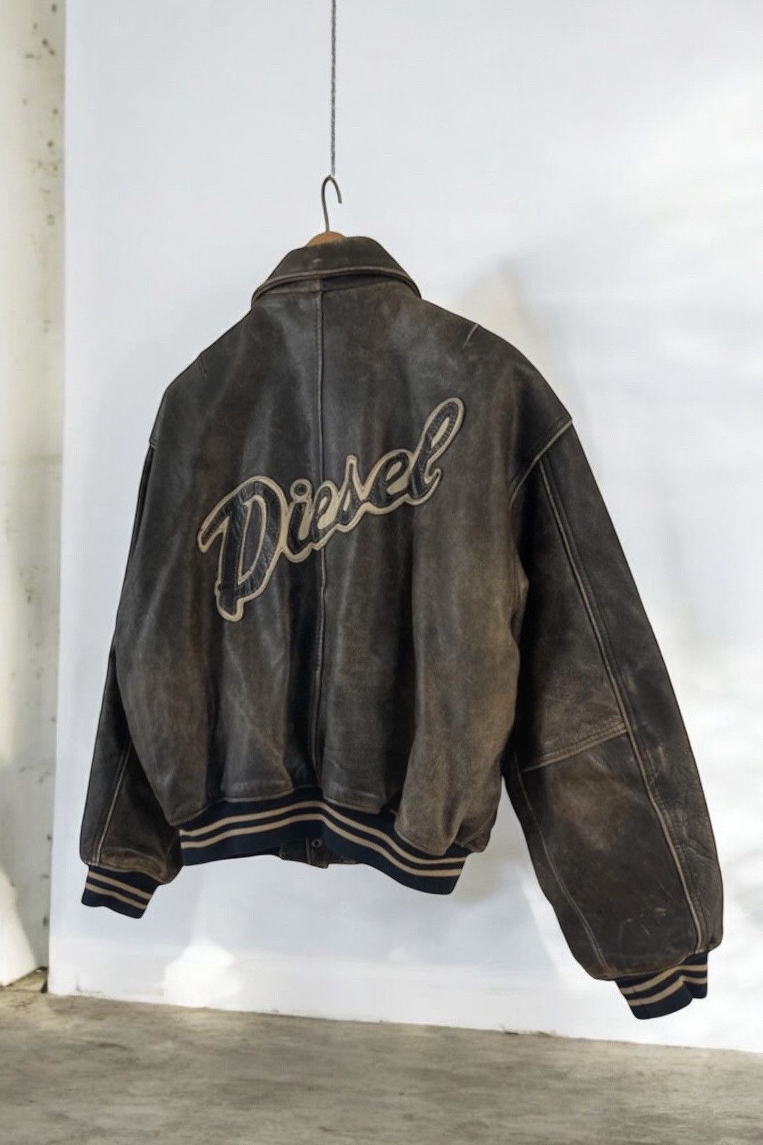Diesel Diesel Vintage 90's Leather Bomber Jacket Spellout