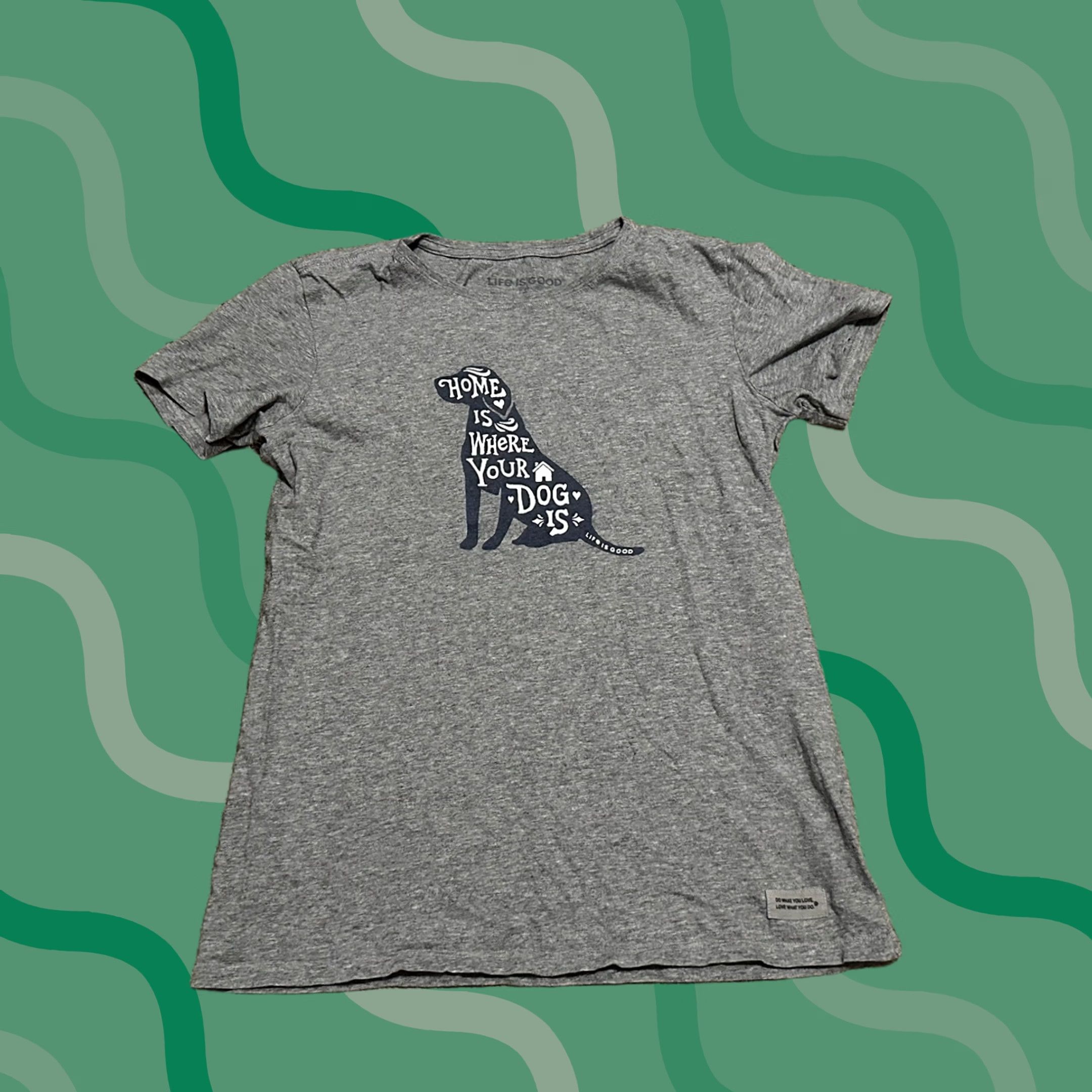 Life is Good Life is Good Crusher Tee Womens Small Dog Graphic Print Short Sleeve Gray Size 28" / US 6 / IT 42 - 1 Thumbnail