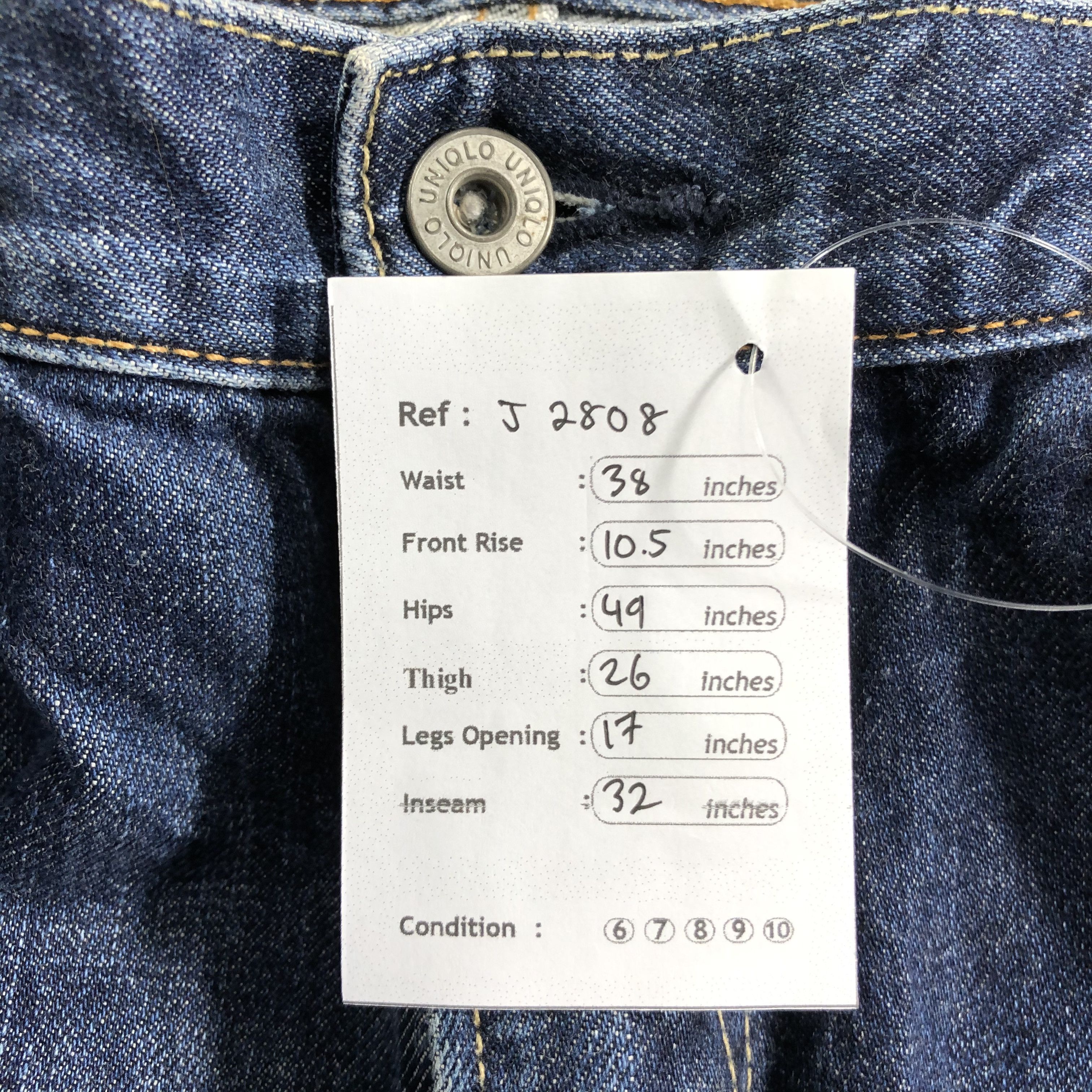 Japanese Brand Uniqlo Selvedge Jeans Blue Wash Denim -J2808 Size US 38 / EU 54 - 9 Thumbnail