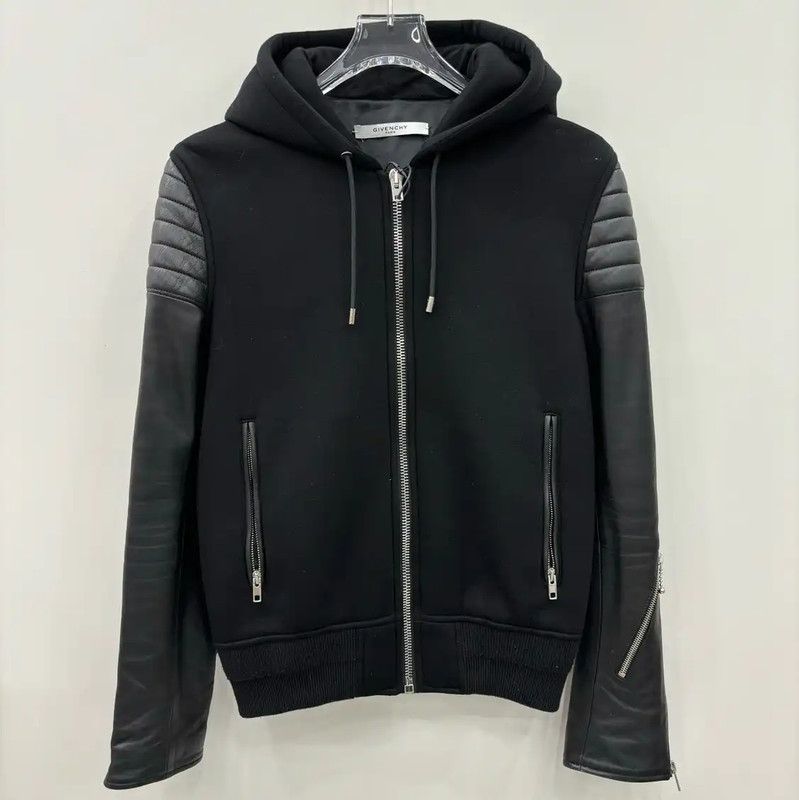 Givenchy Givenchy Black Leather Stripe Women's Jacket 0089 Size M / US 6-8 / IT 42-44 - 1 Thumbnail